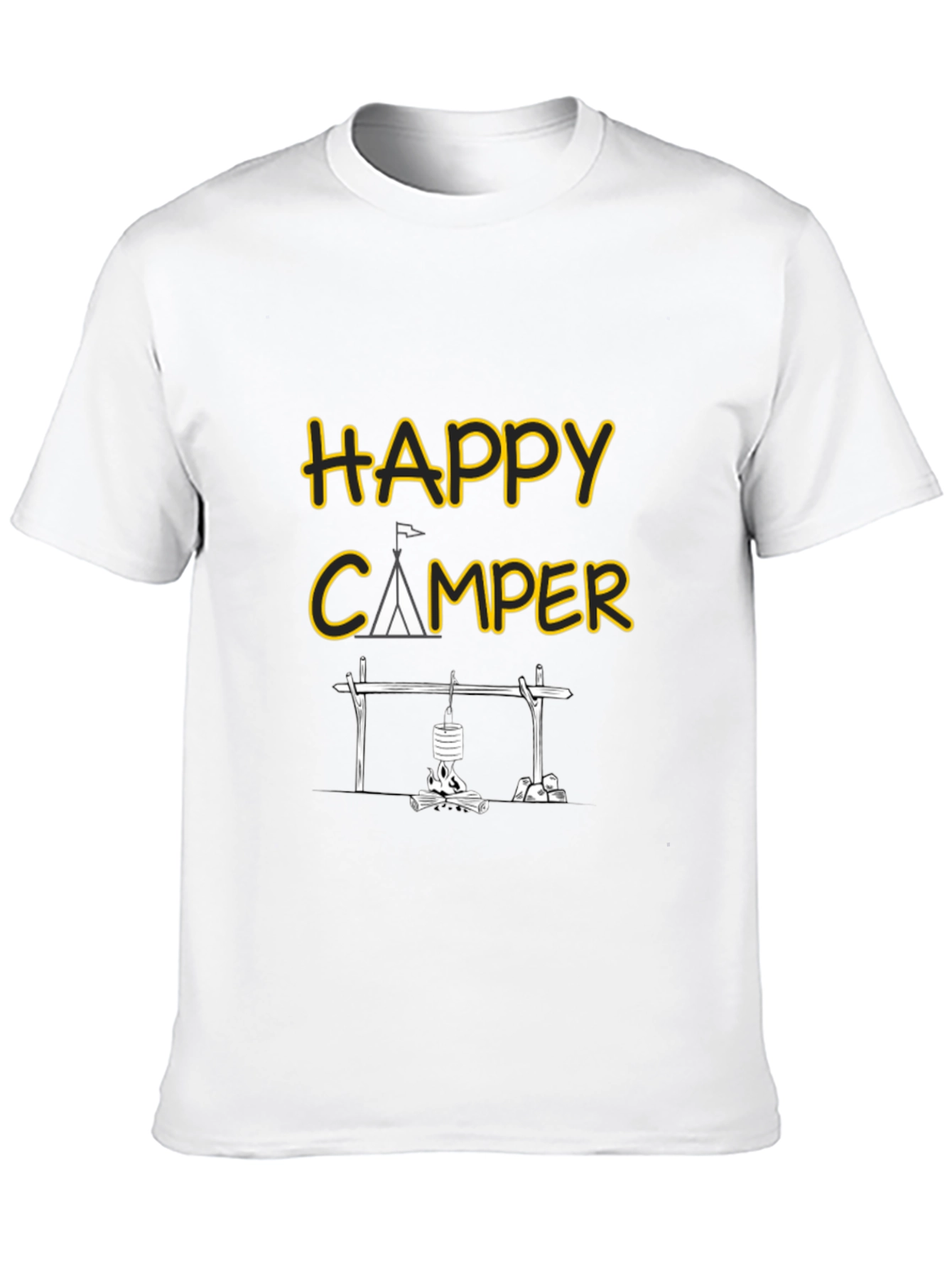 Happy Camper Graphic Tee - Black Camping T-Shirt
