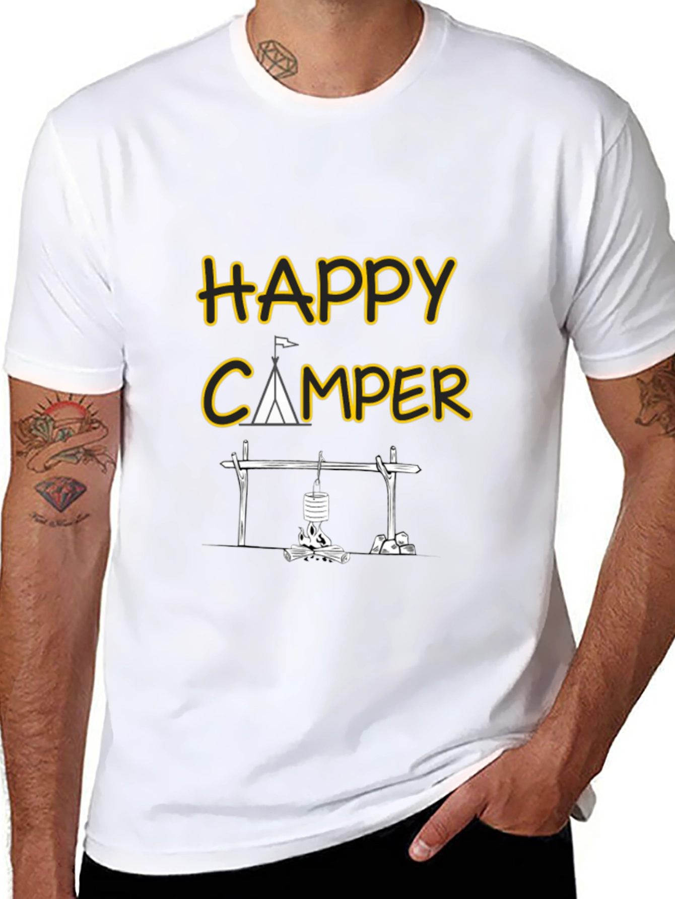 Happy Camper Graphic Tee - Black Camping T-Shirt