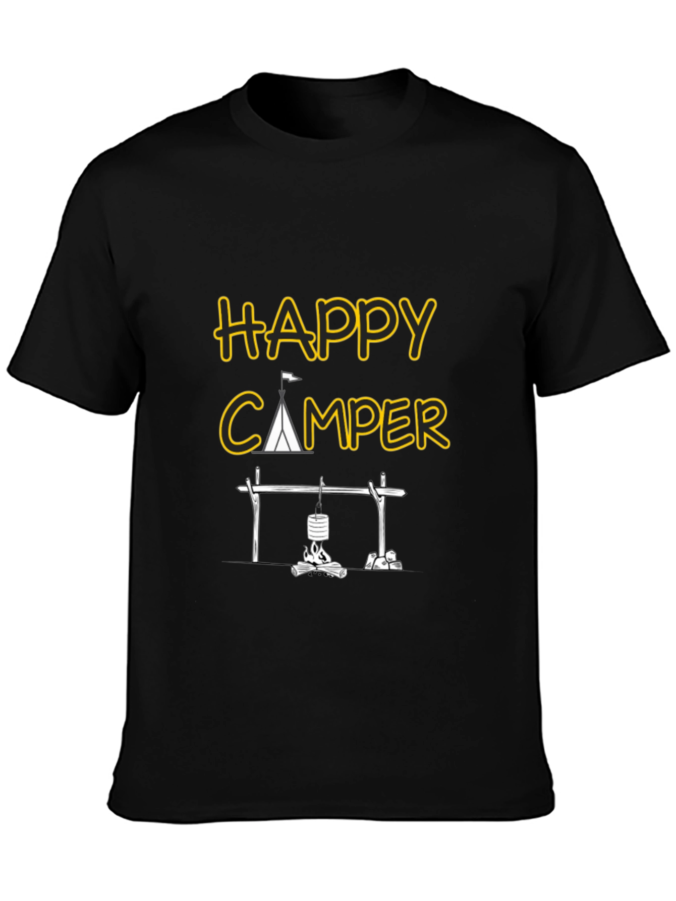 Happy Camper Graphic Tee - Black Camping T-Shirt