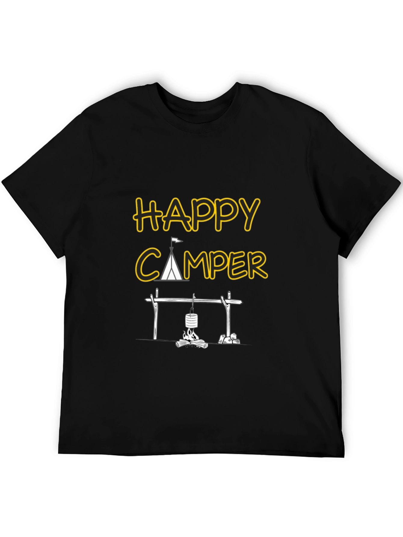Happy Camper Graphic Tee - Black Camping T-Shirt