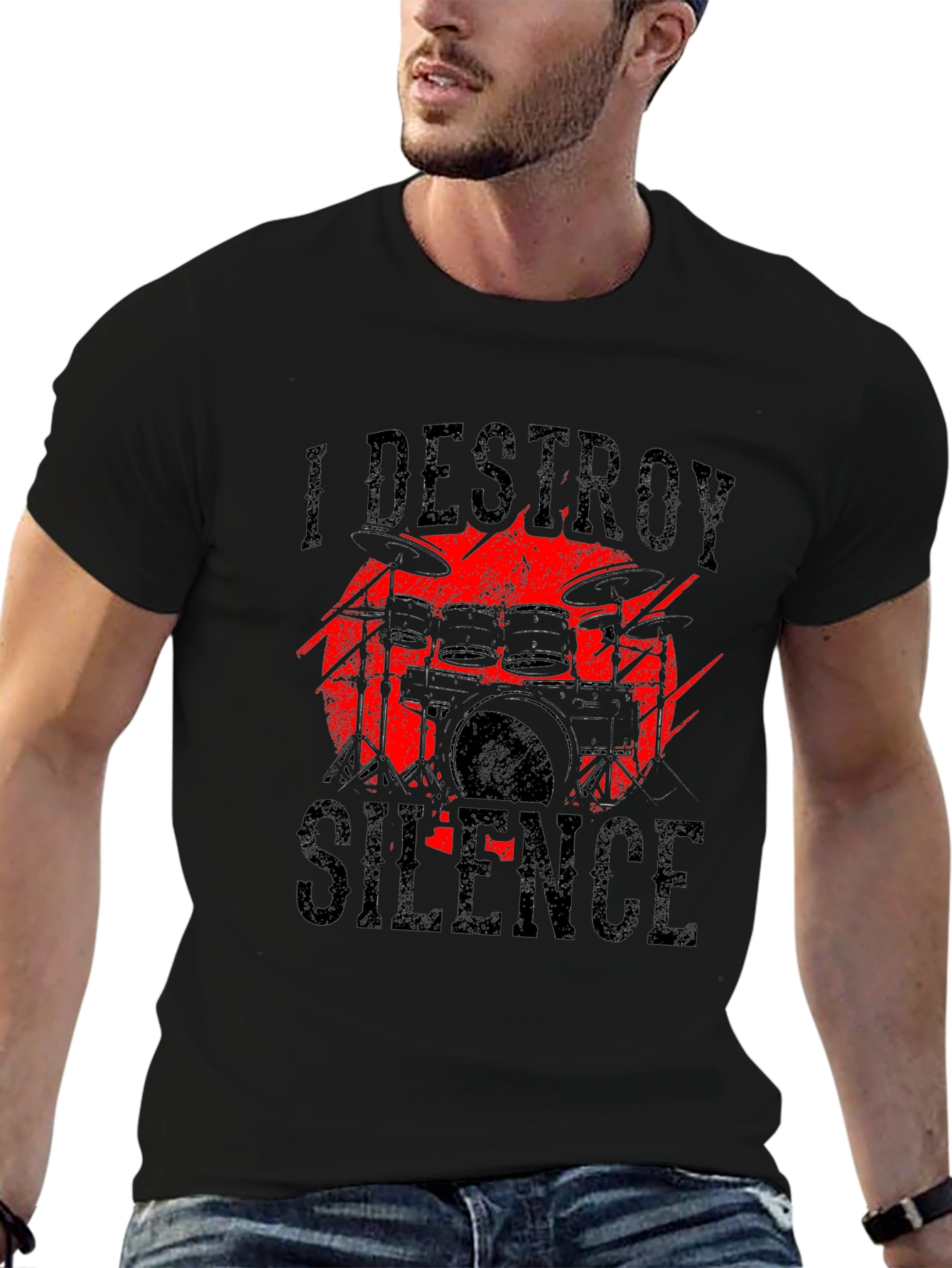 I Destroy Silence Drummer Graphic T-Shirt