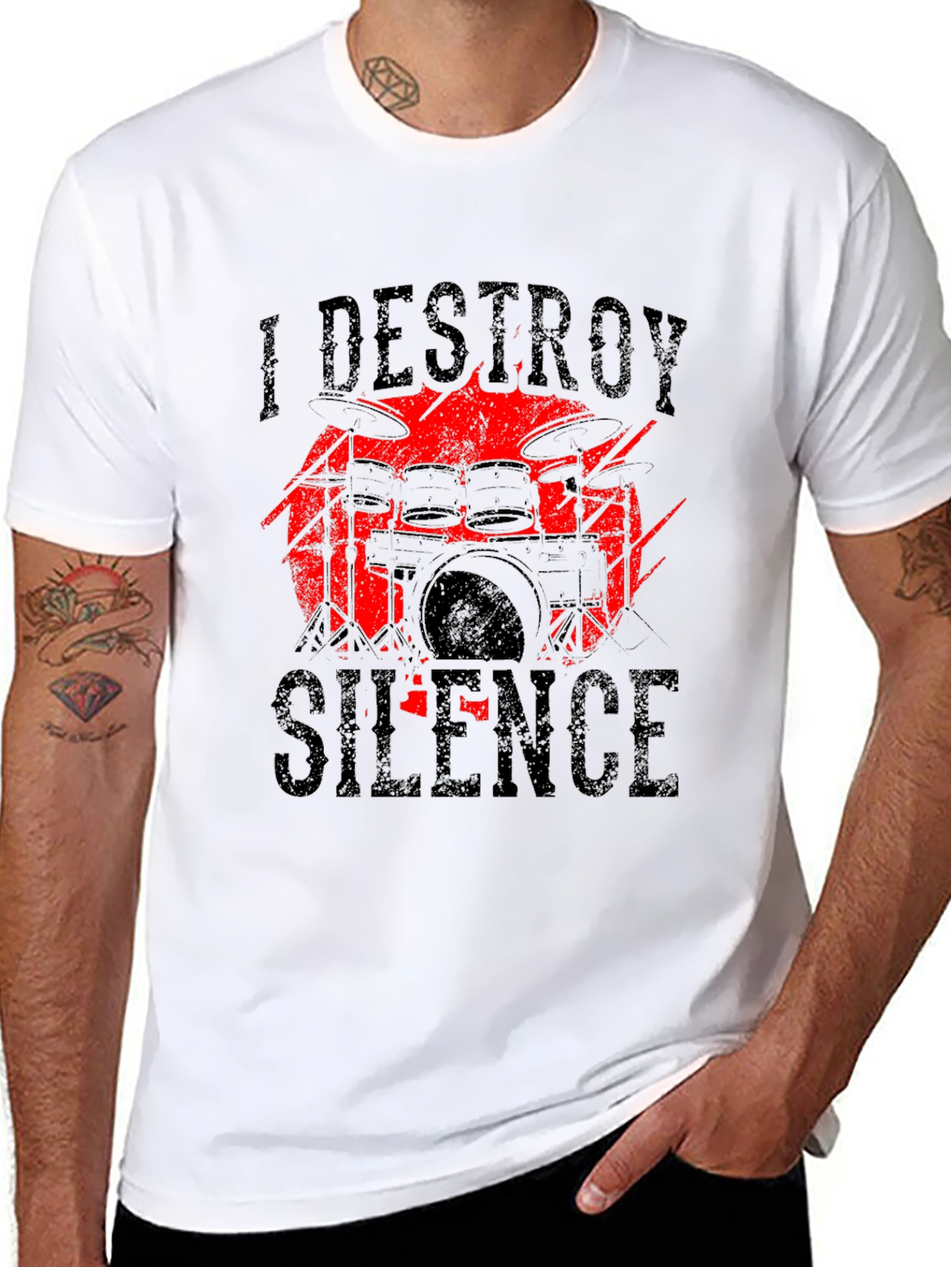 I Destroy Silence Drummer Graphic T-Shirt