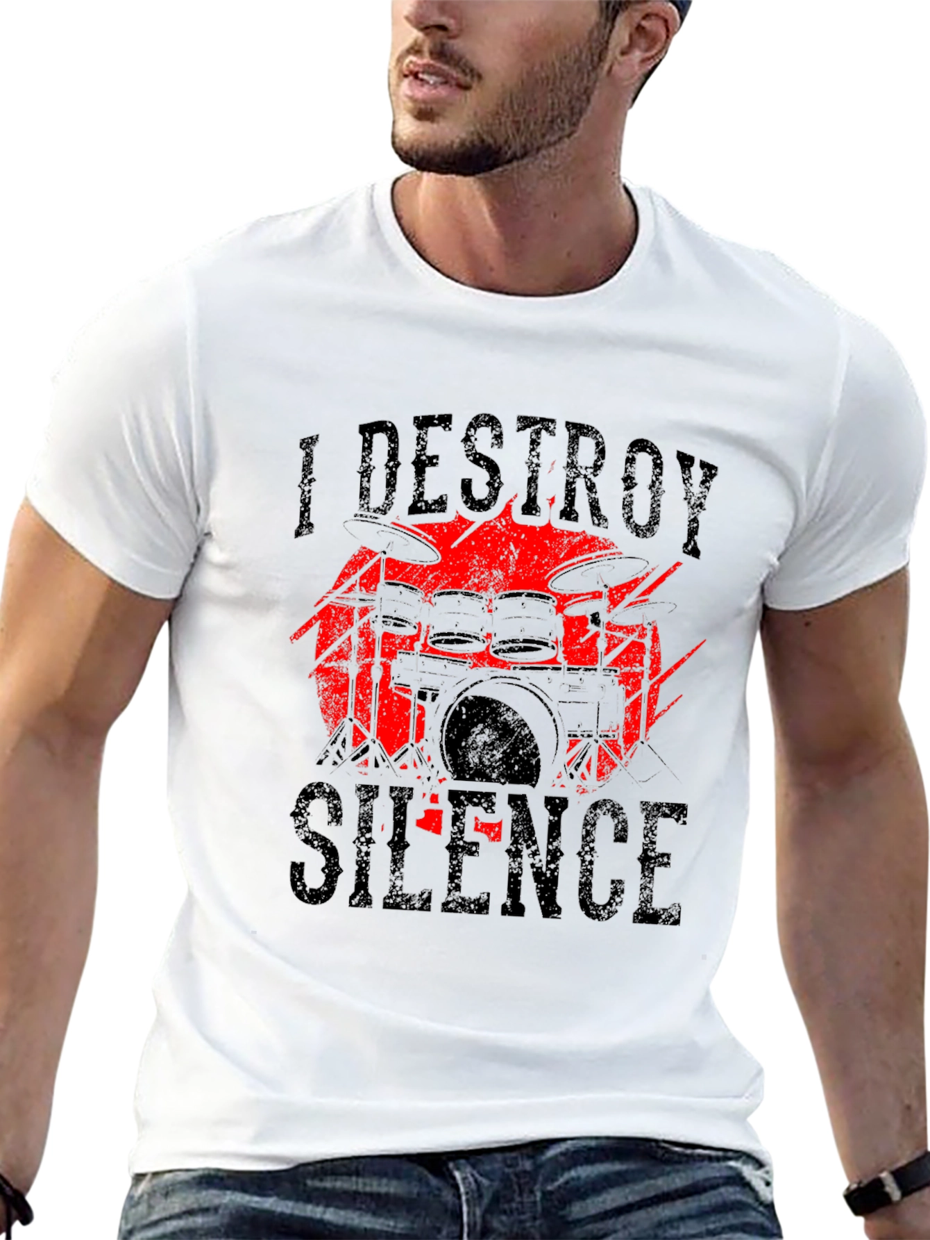 I Destroy Silence Drummer Graphic T-Shirt