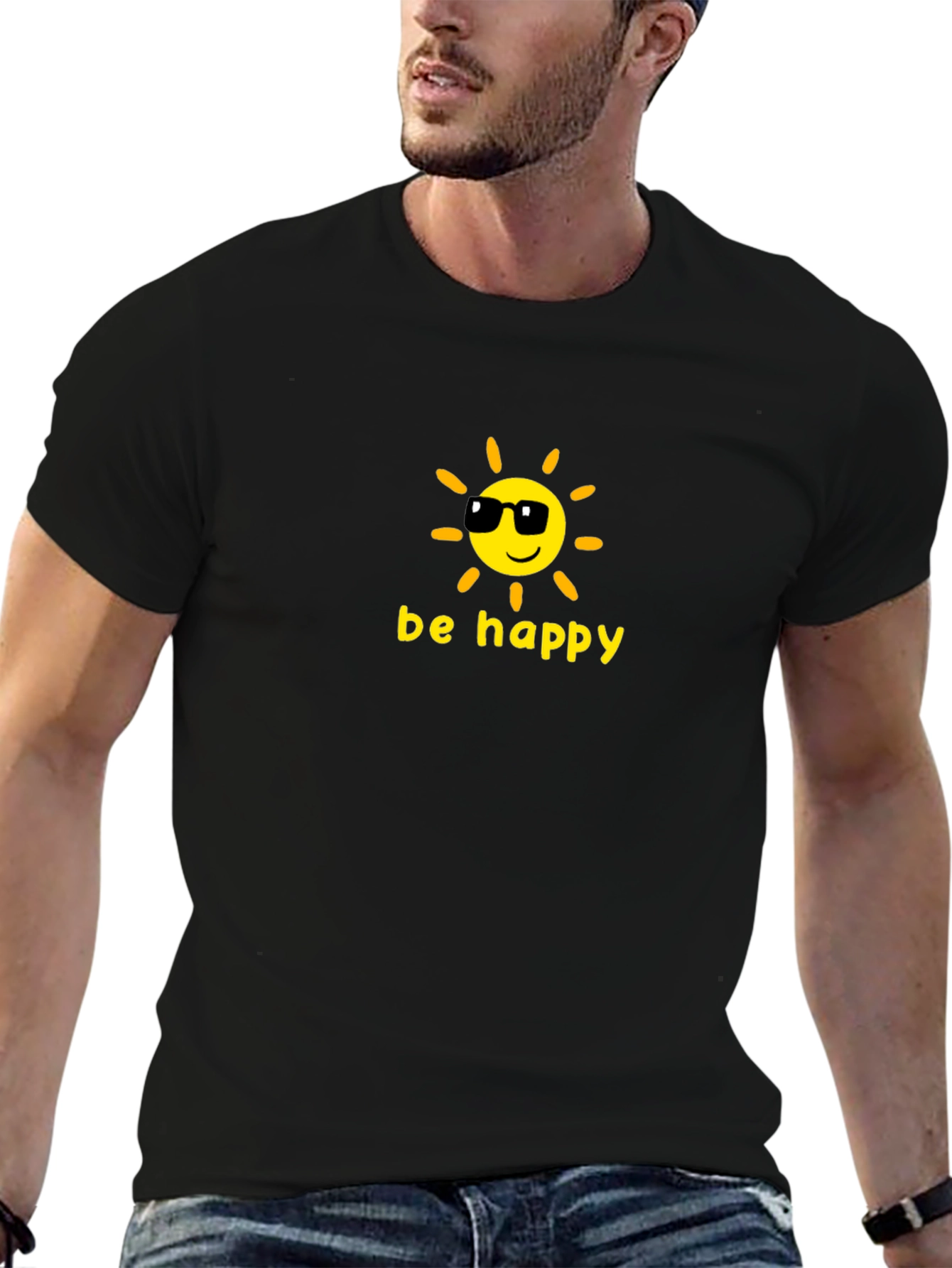 Be Happy Graphic Tee - Cool Sun Design