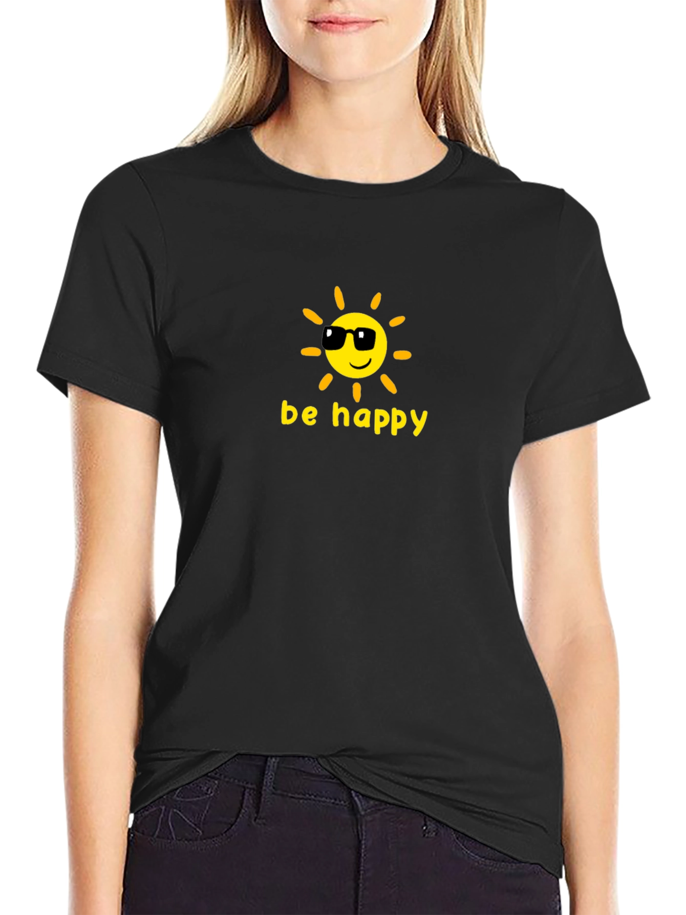 Be Happy Graphic Tee - Cool Sun Design