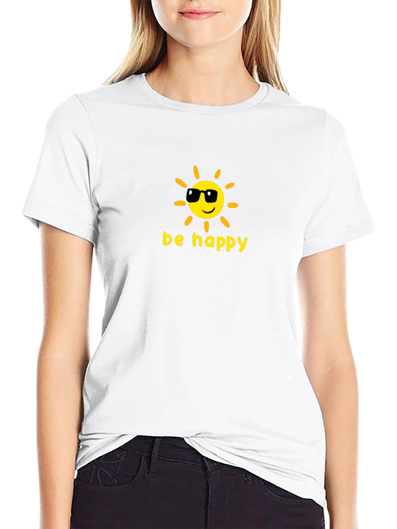 Be Happy Graphic Tee - Cool Sun Design