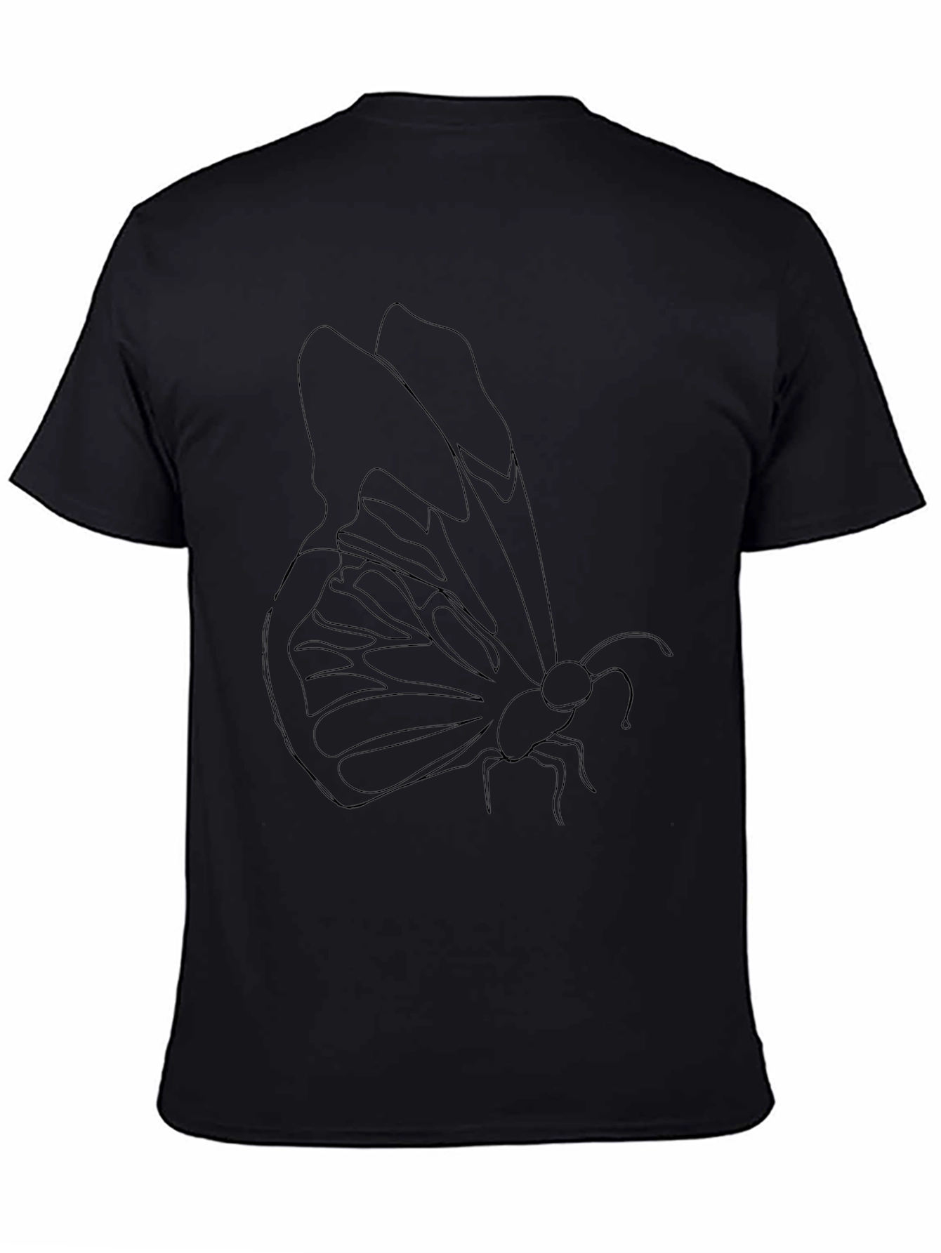 Butterfly Outline Graphic Tee - Modern Black T-Shirt