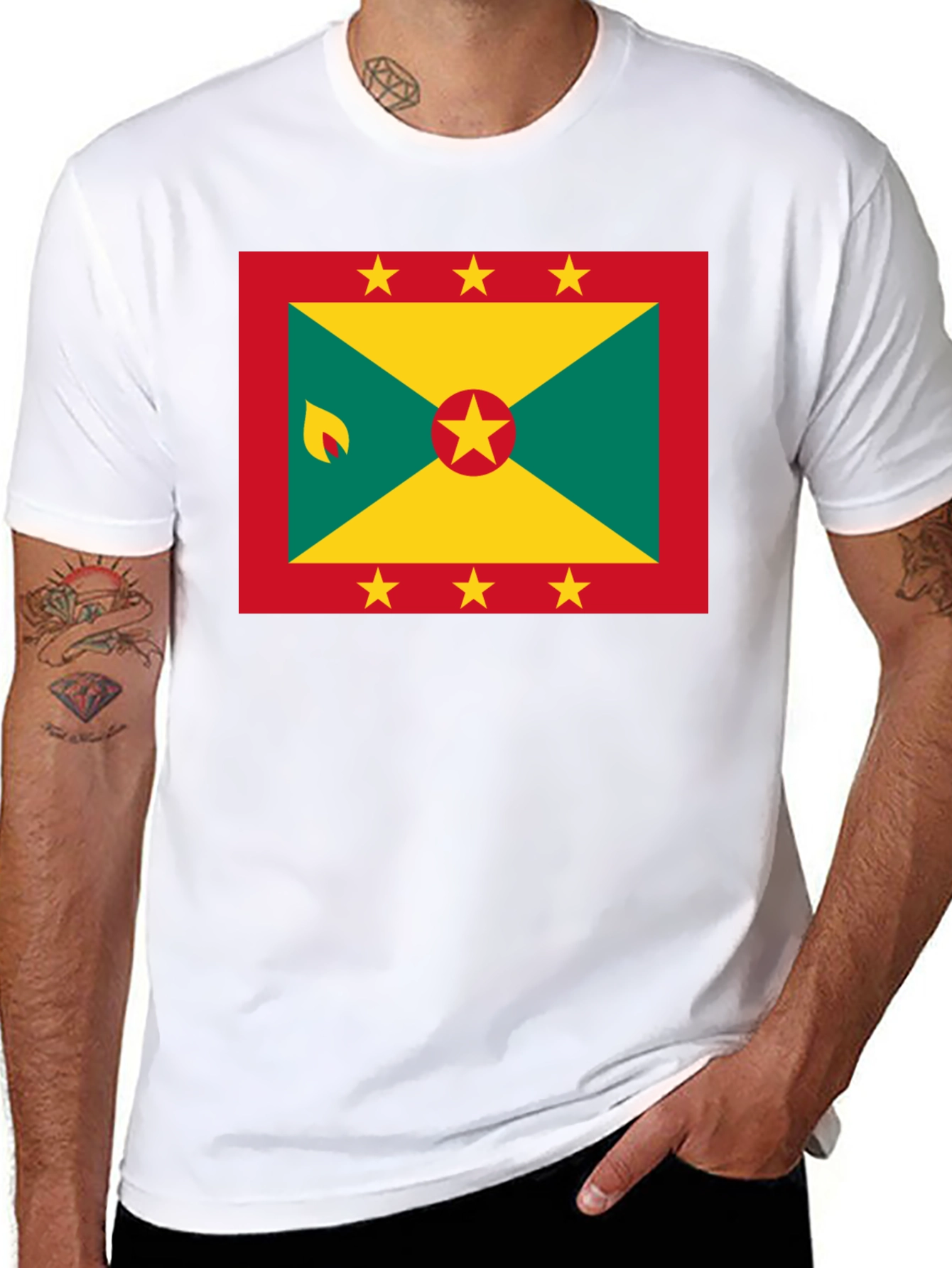 Grenada Flag T-Shirt - Black Crew Neck