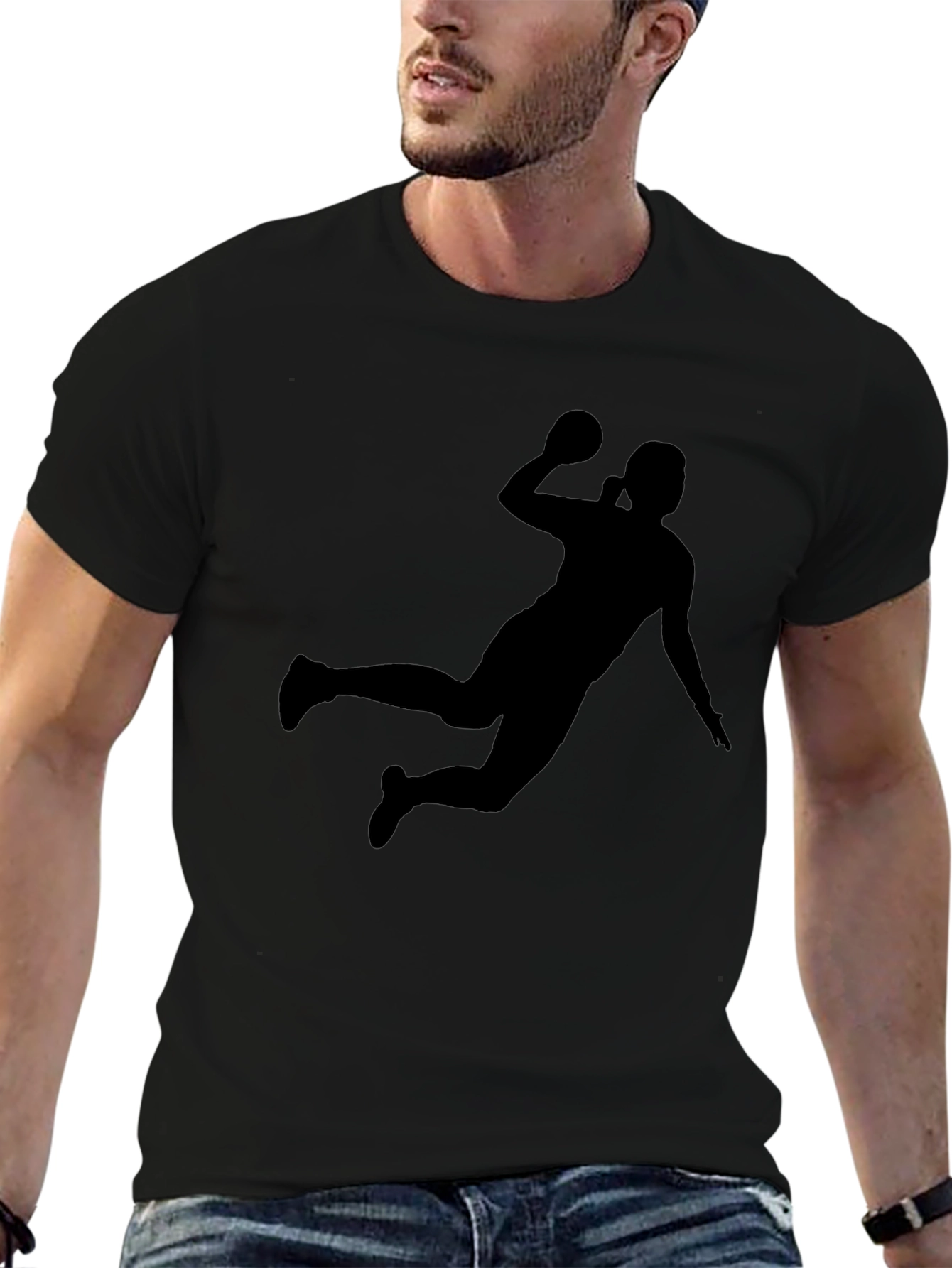 Handball Player Silhouette Graphic Tee