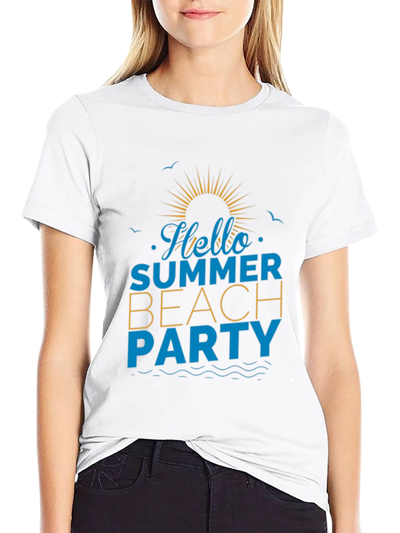 Hello Summer Beach Party Black T-Shirt