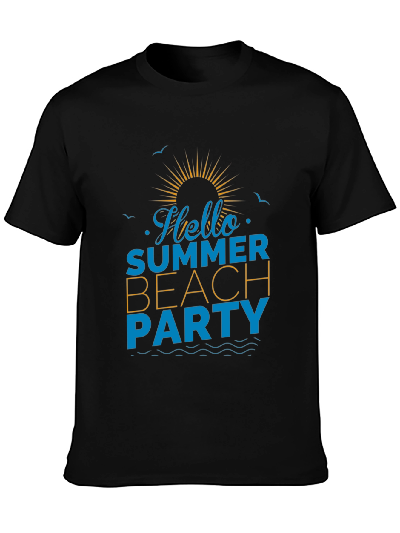Hello Summer Beach Party Black T-Shirt