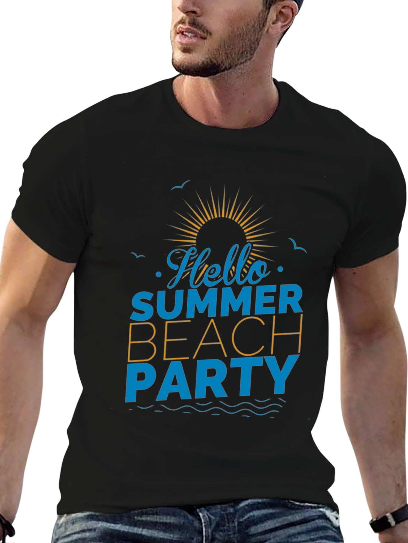 Hello Summer Beach Party Black T-Shirt