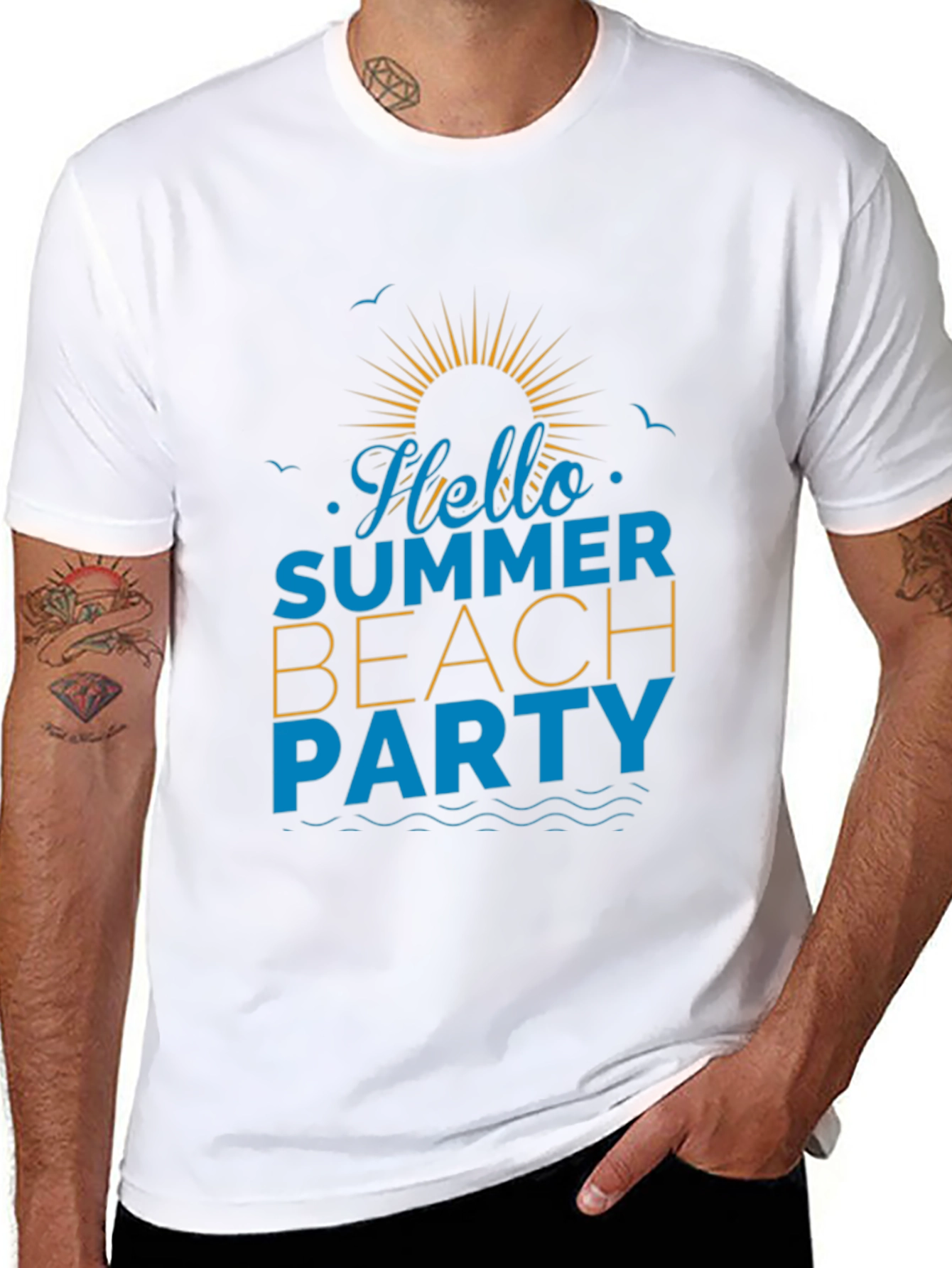 Hello Summer Beach Party Black T-Shirt