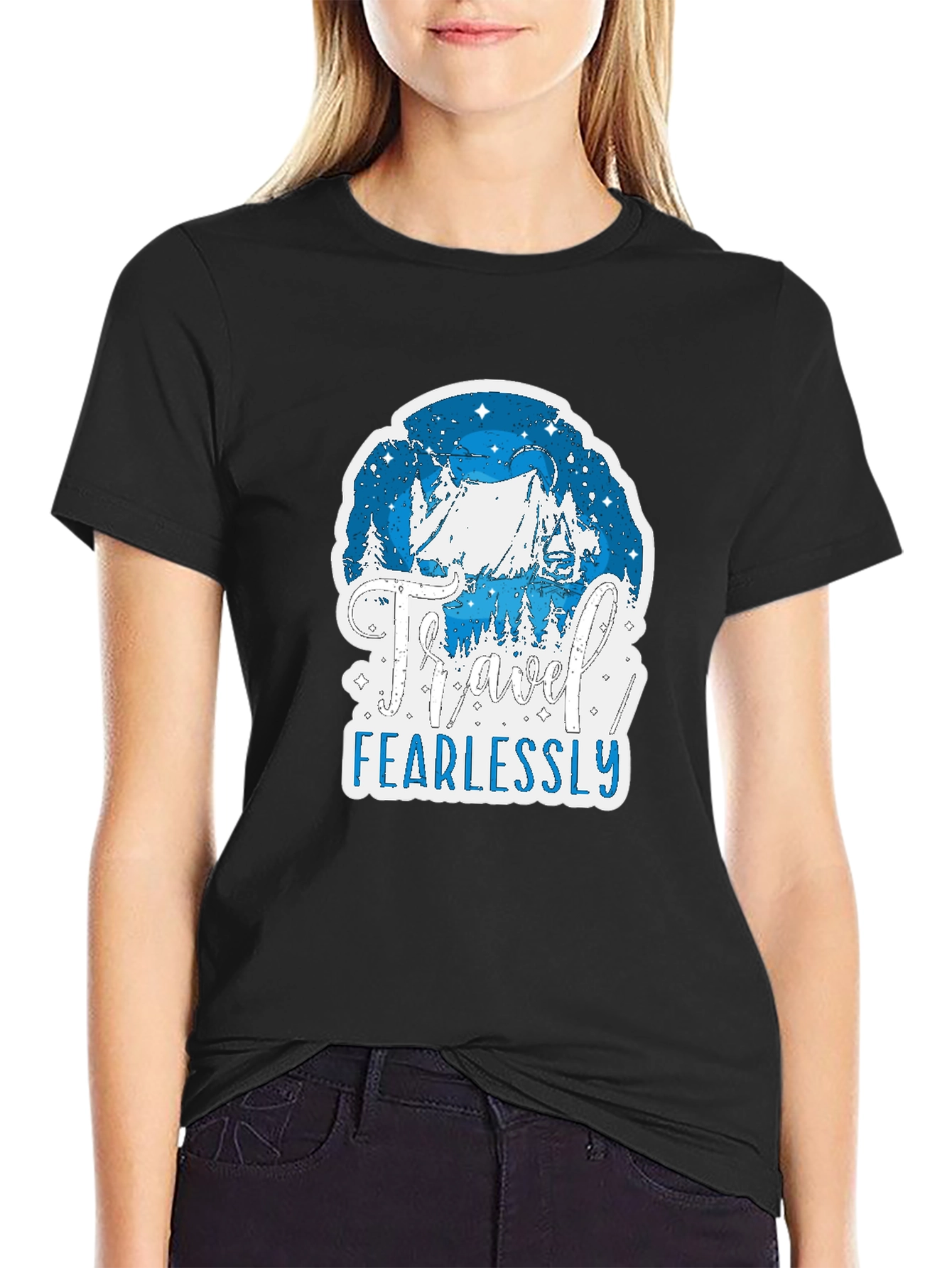 Travel Fearlessly Black Graphic Tee