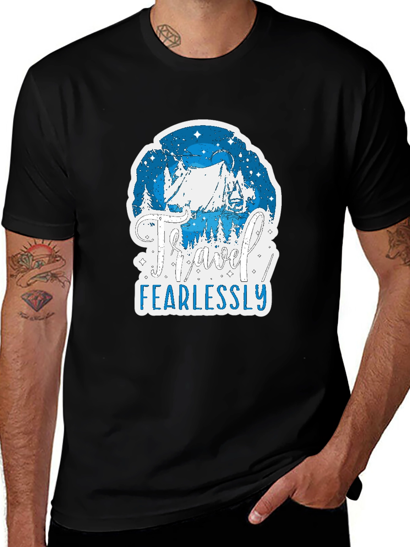 Travel Fearlessly Black Graphic Tee