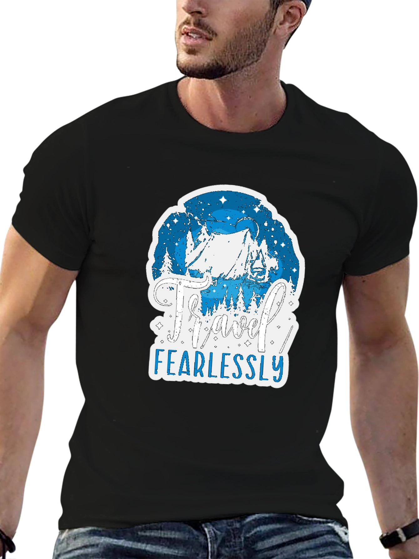 Travel Fearlessly Black Graphic Tee