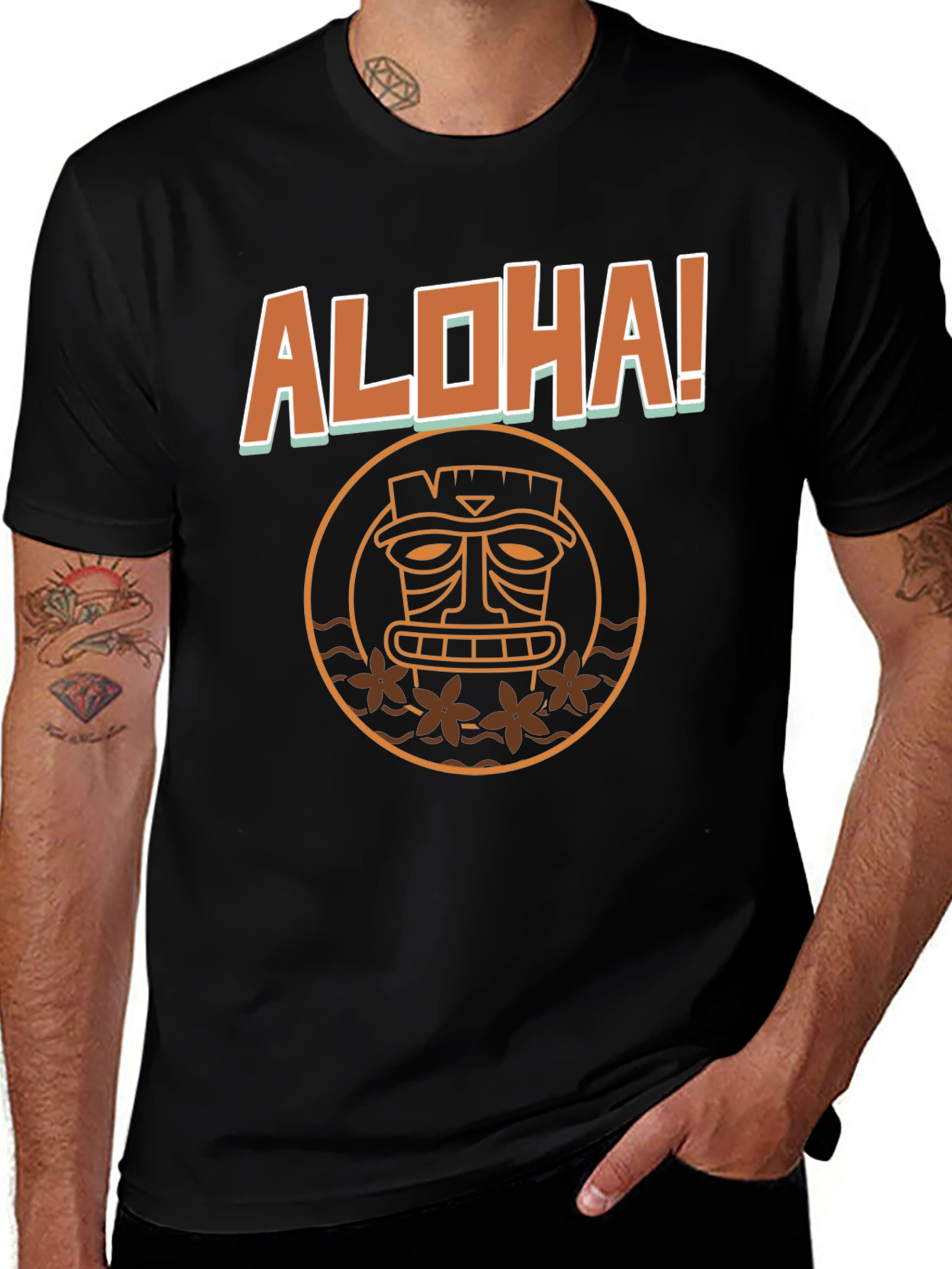 Aloha! Graphic Print Black T-Shirt