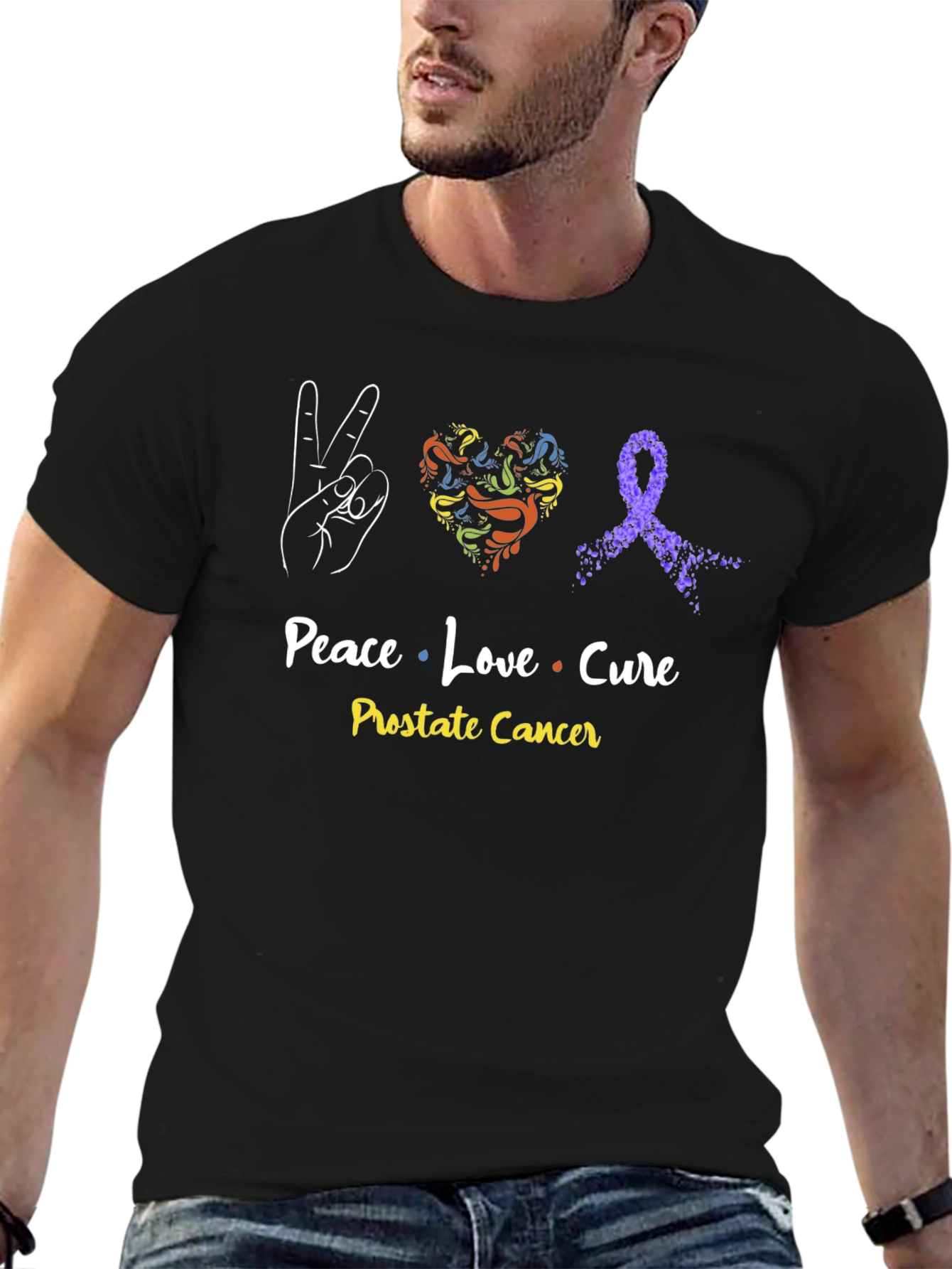 Peace Love Cure Prostate Cancer Awareness T-Shirt