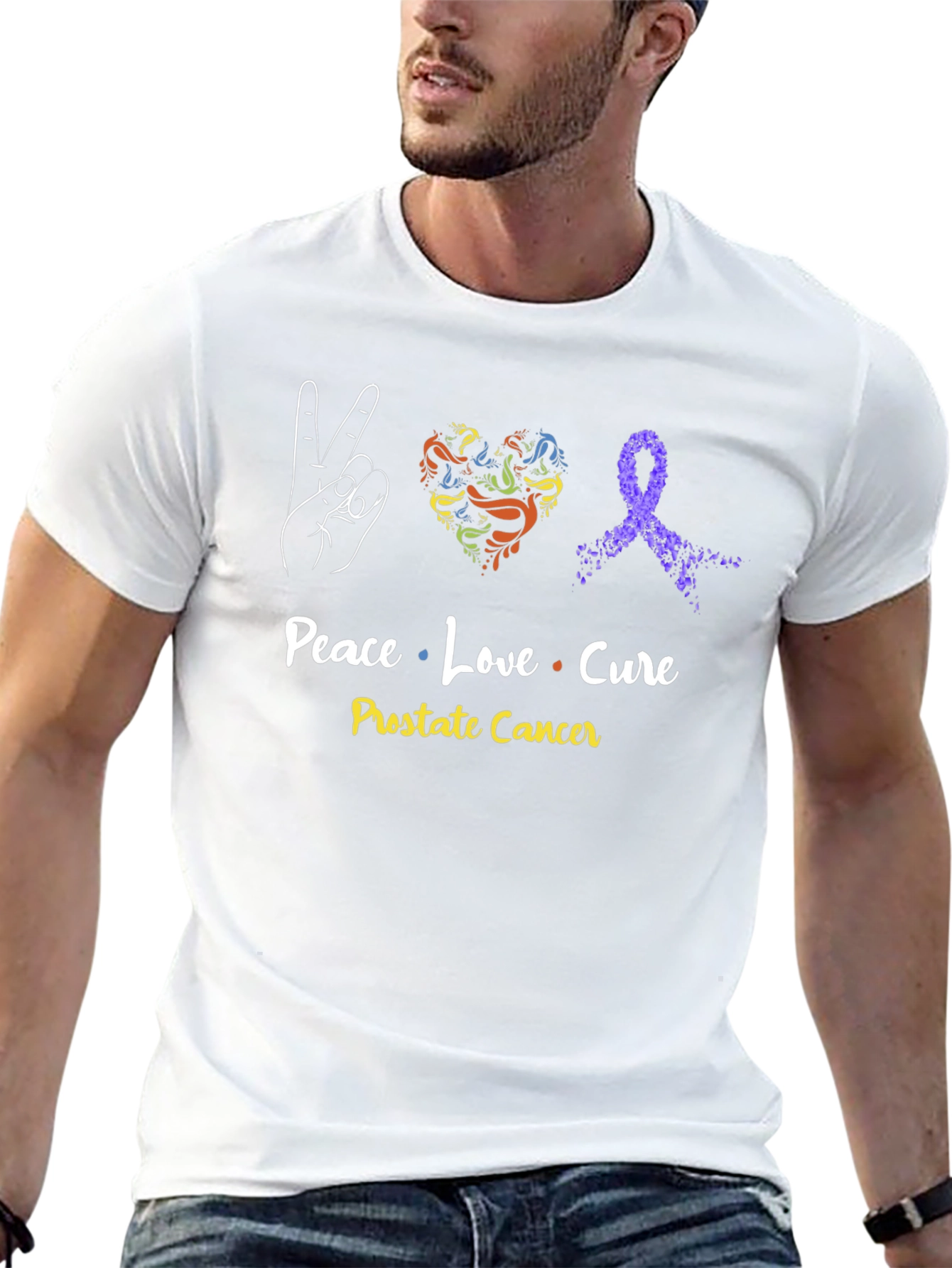 Peace Love Cure Prostate Cancer Awareness T-Shirt