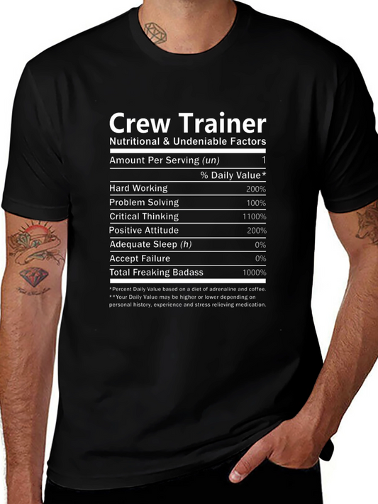 Crew Trainer Nutrition Facts T-Shirt - Funny Job Title Tee