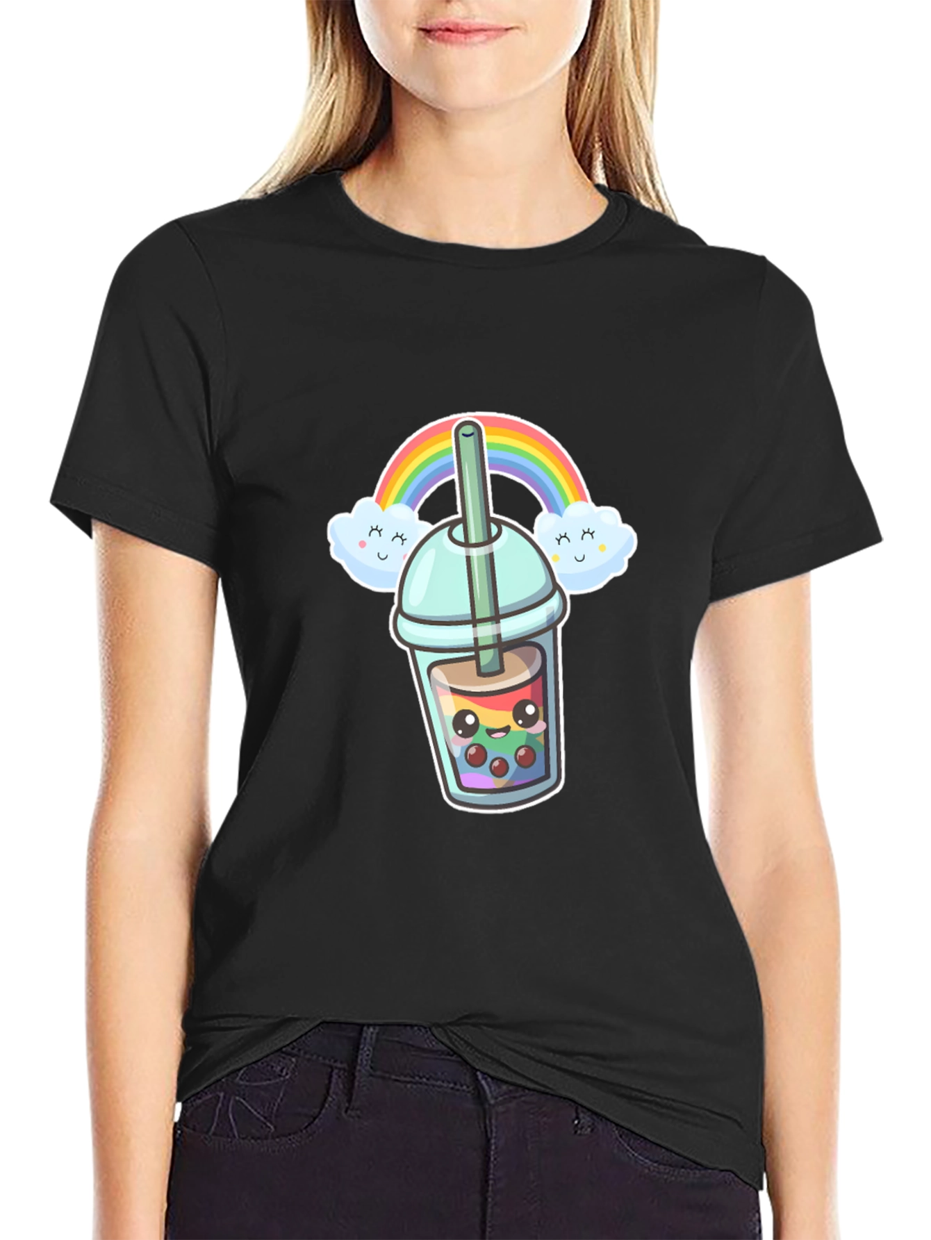 Kawaii Bubble Tea T-Shirt - Rainbow Design