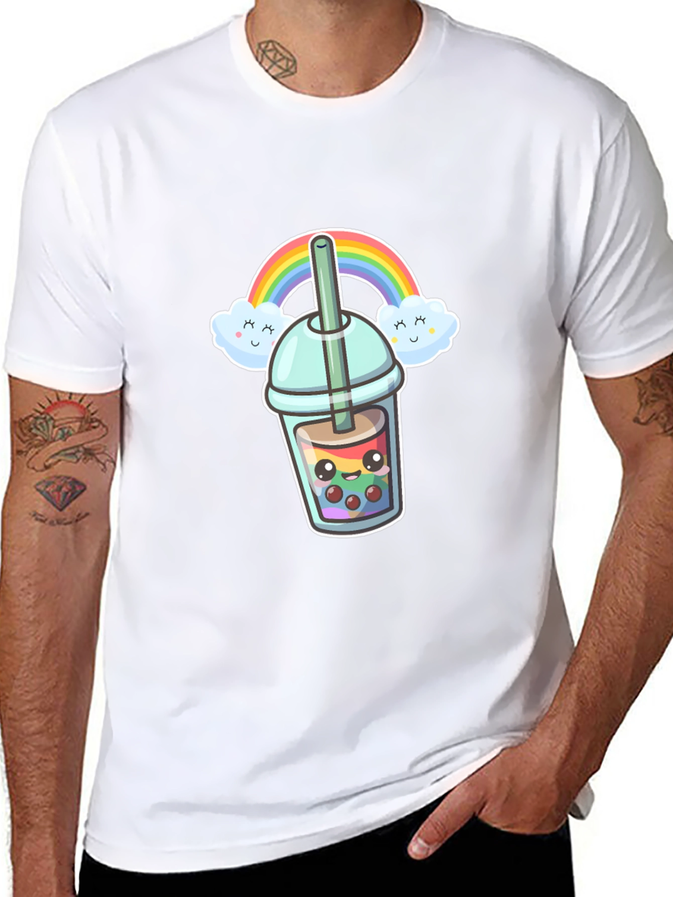 Kawaii Bubble Tea T-Shirt - Rainbow Design