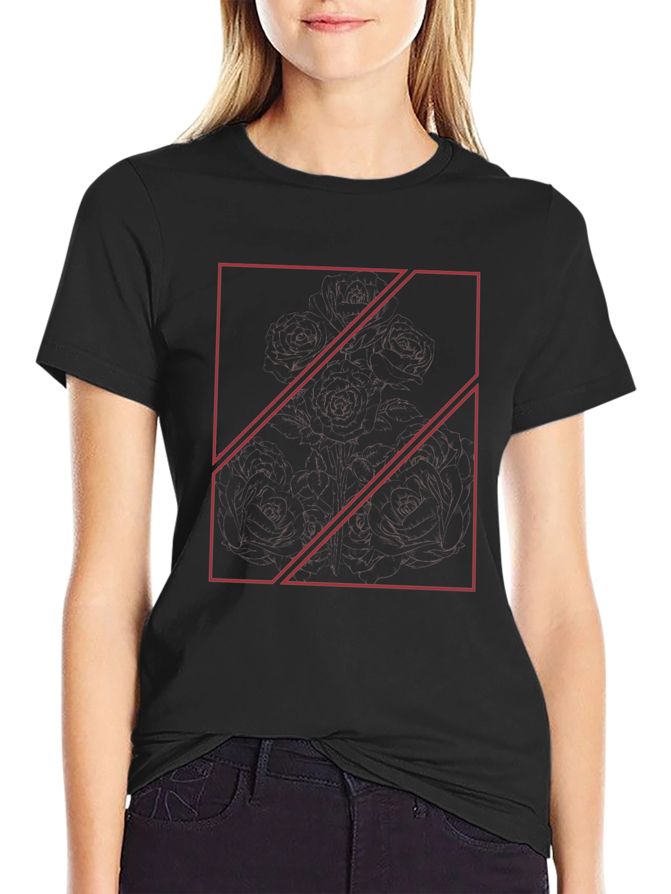 Modern Geometric Print Tee - Black