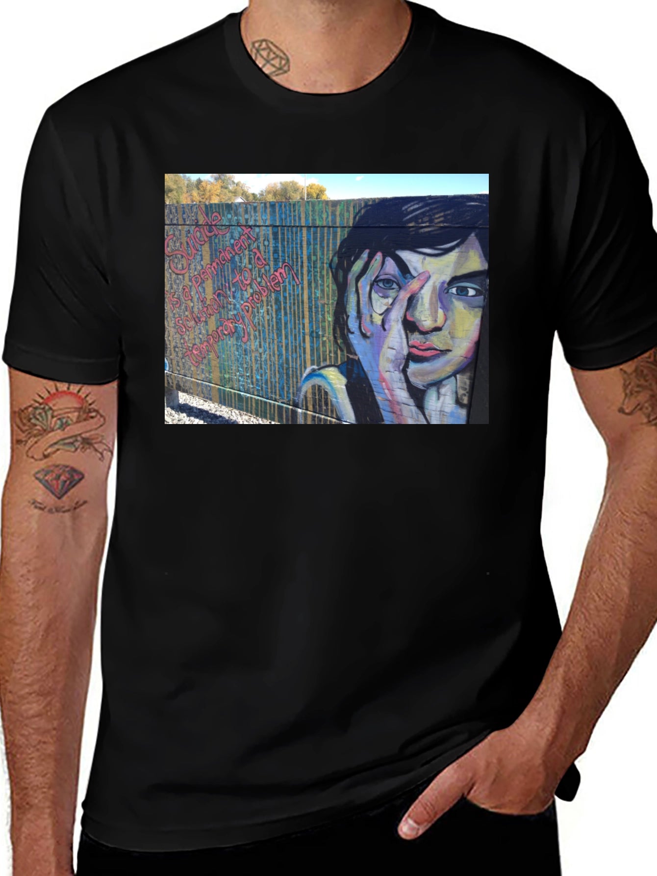 Unique Graphic Tee - Graffiti Art Black T-Shirt