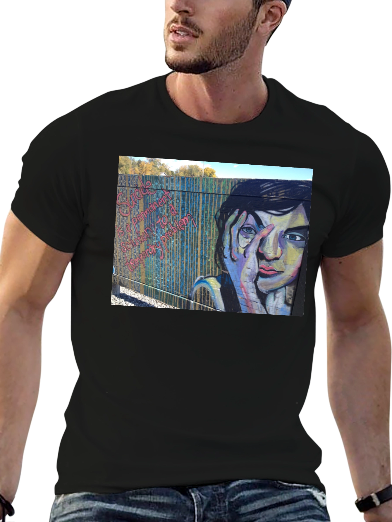 Unique Graphic Tee - Graffiti Art Black T-Shirt
