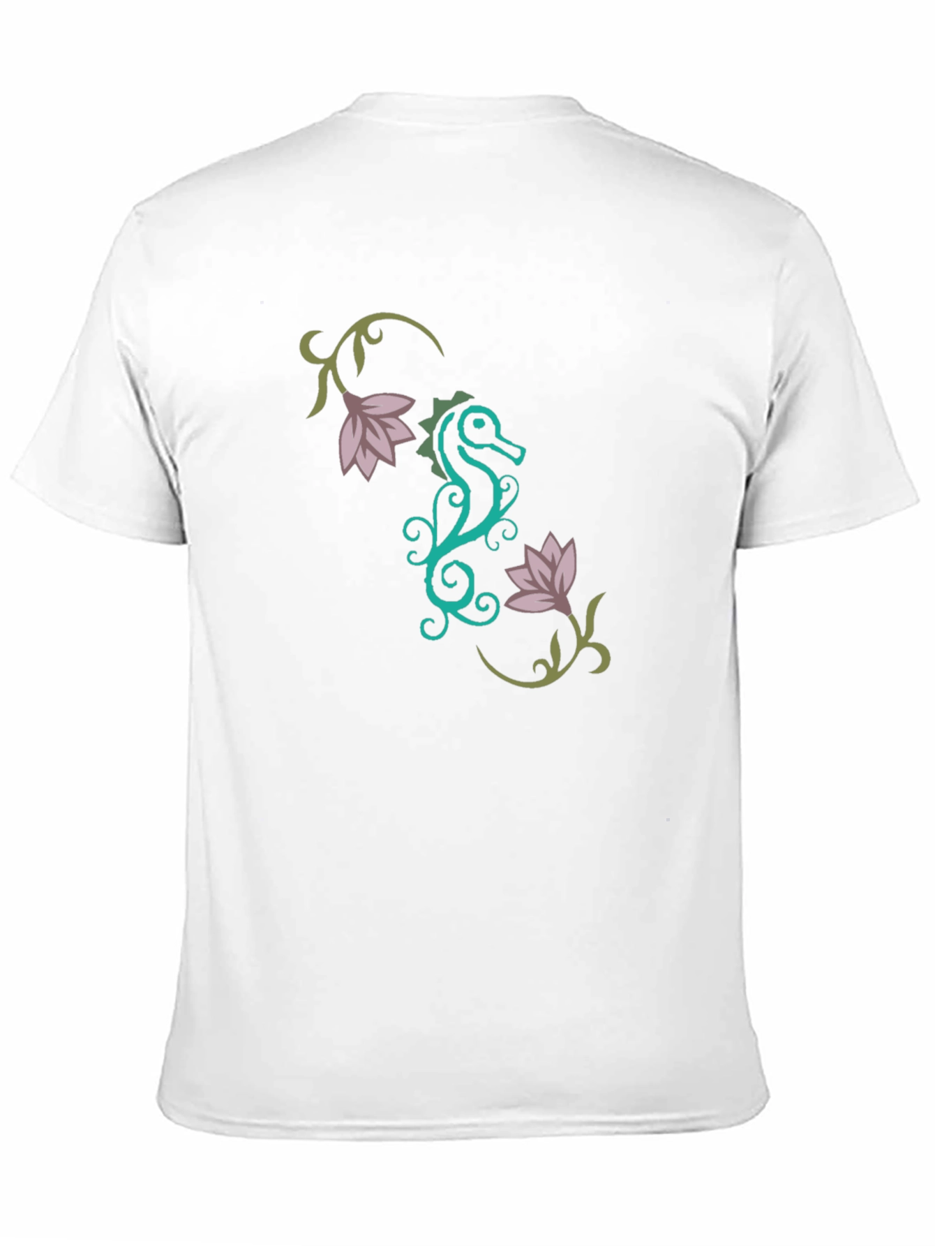 Stylish Seahorse Floral Graphic T-Shirt