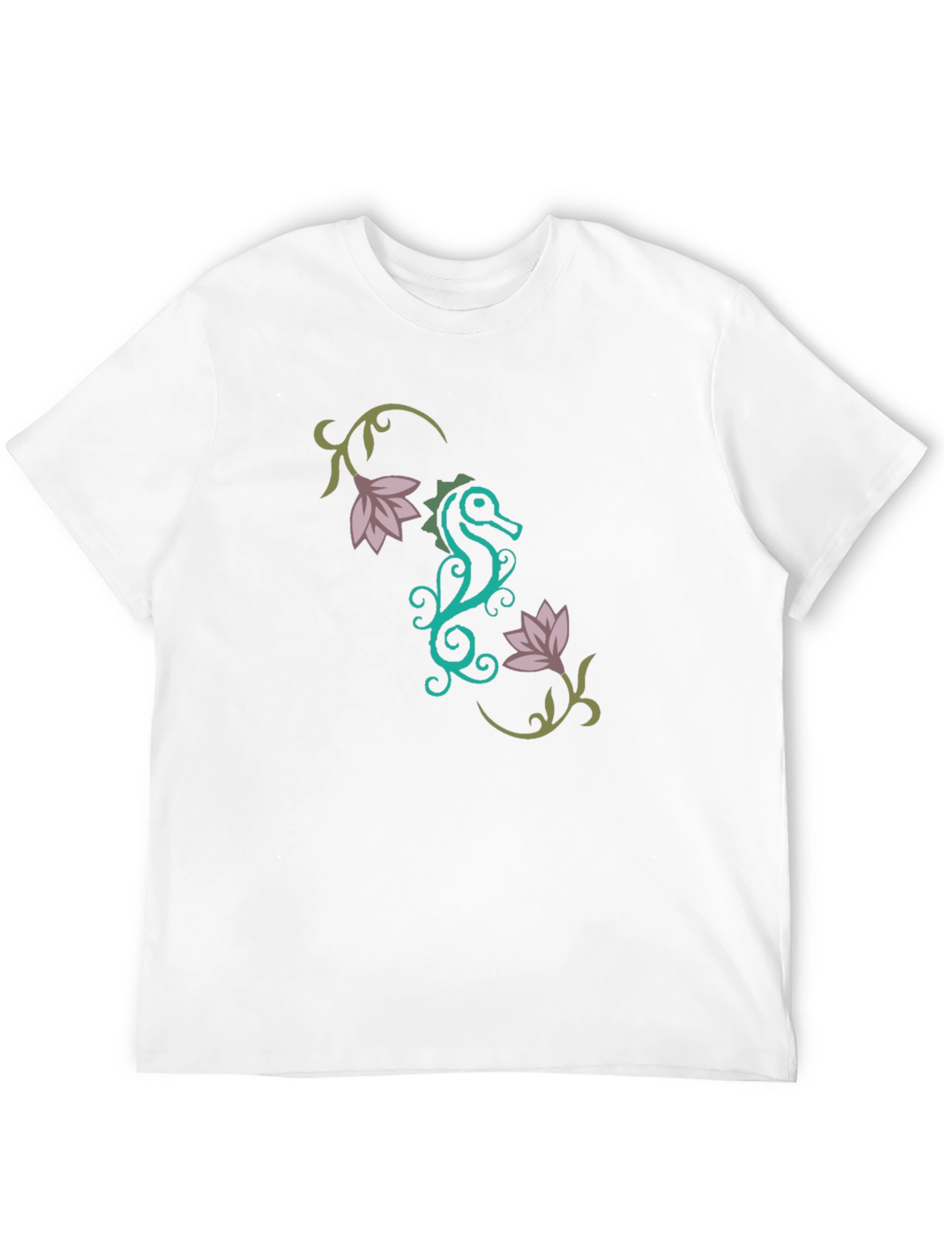 Stylish Seahorse Floral Graphic T-Shirt