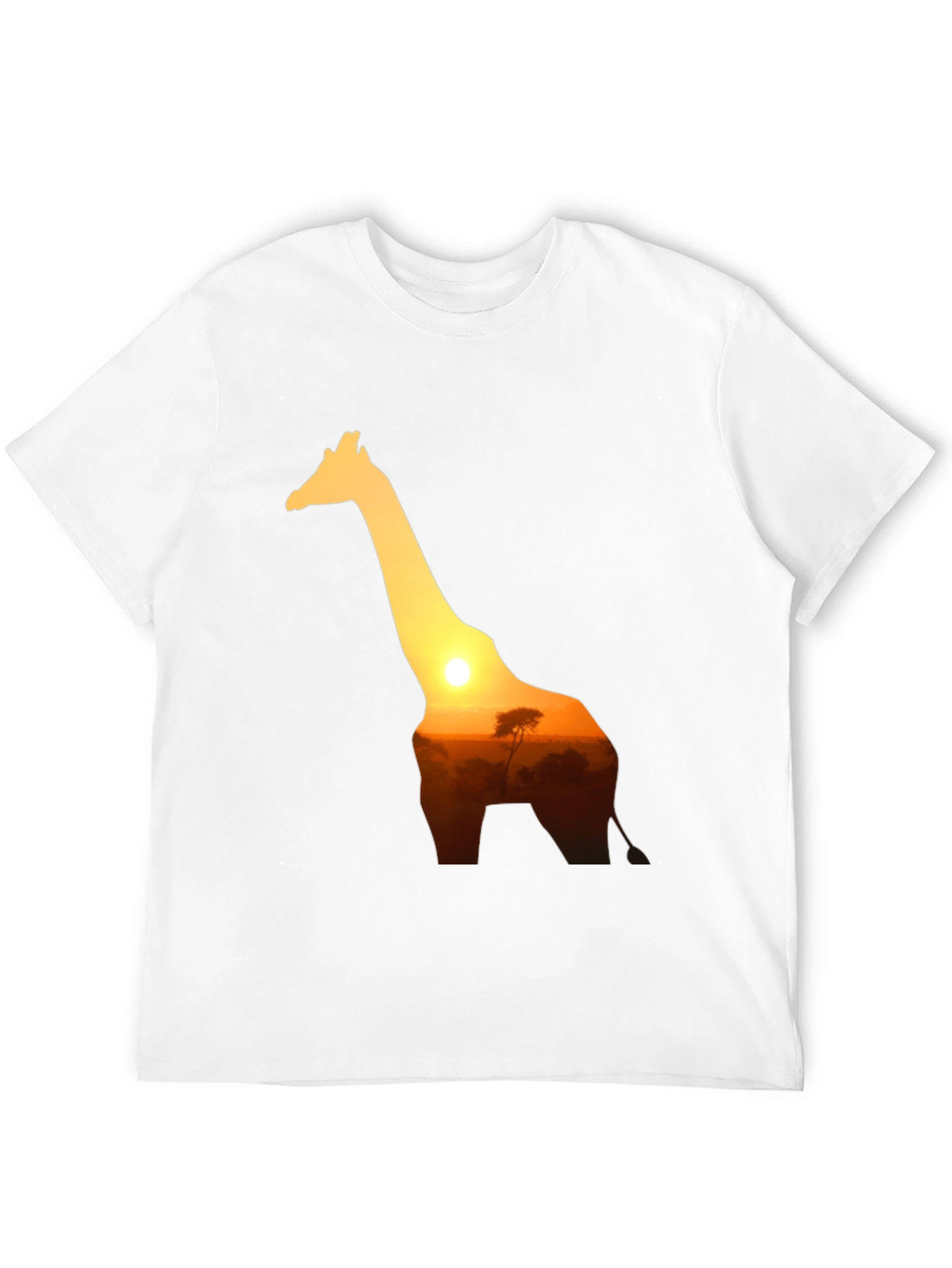 Giraffe Sunset Graphic Tee - Black Cotton T-Shirt