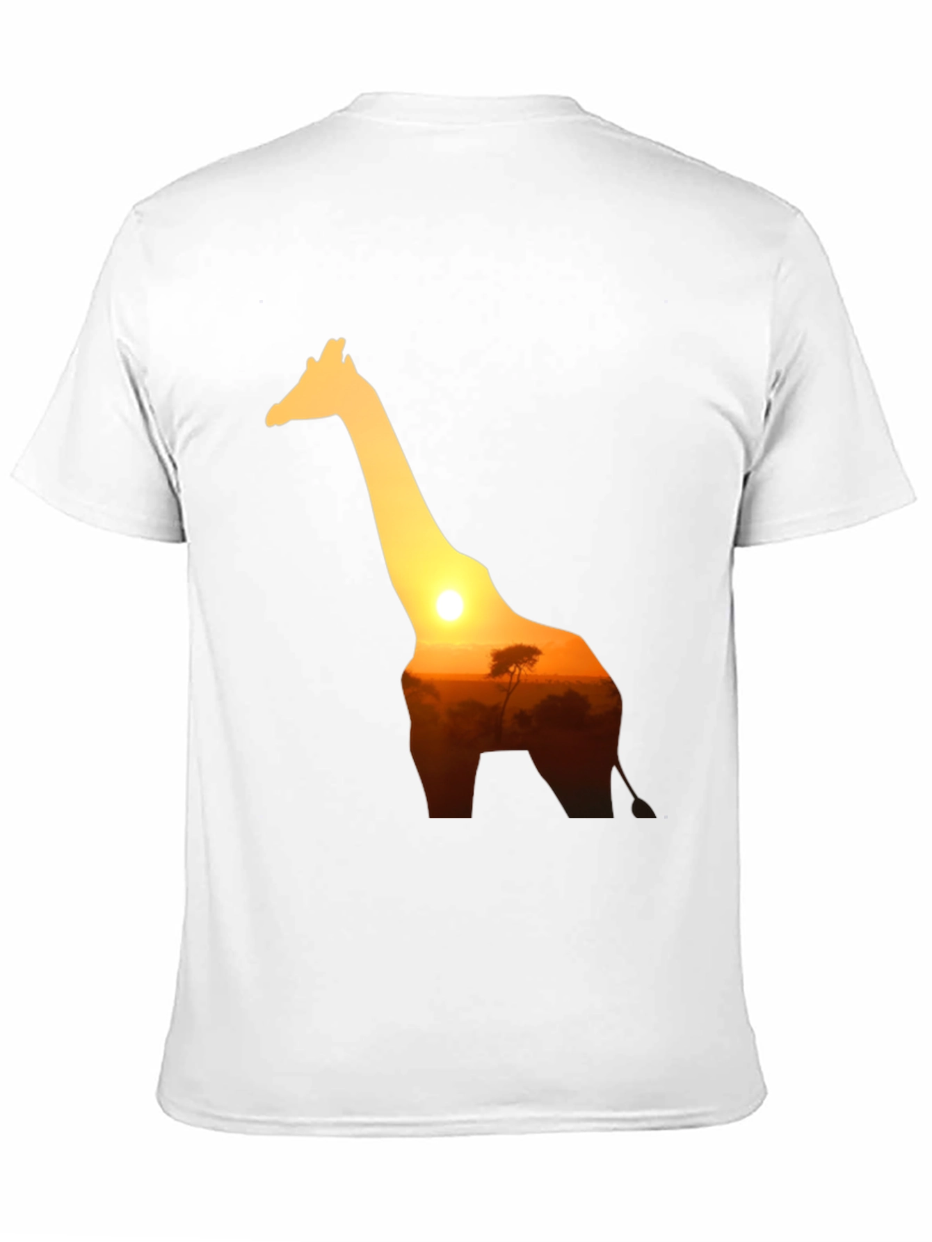 Giraffe Sunset Graphic Tee - Black Cotton T-Shirt