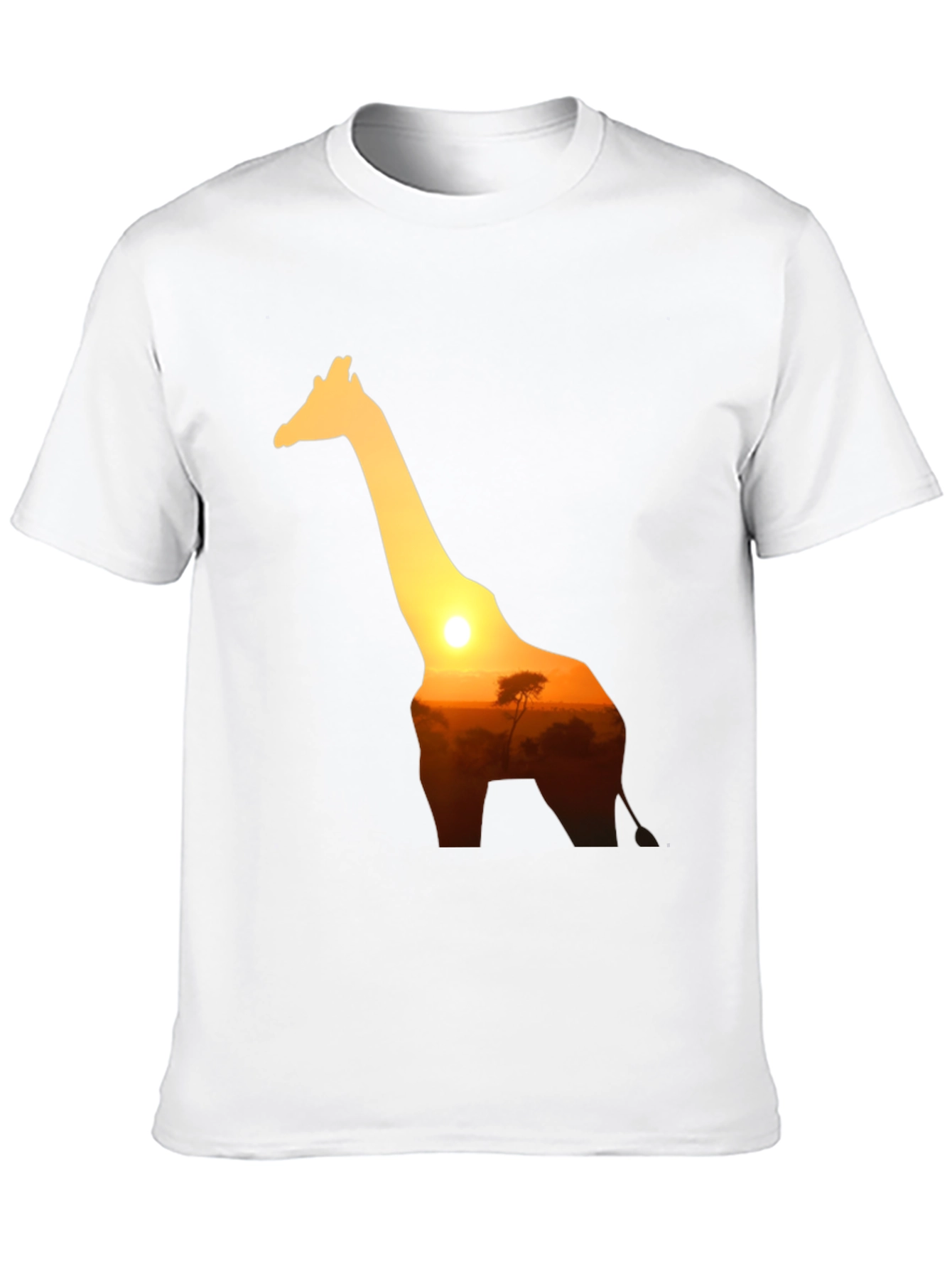 Giraffe Sunset Graphic Tee - Black Cotton T-Shirt