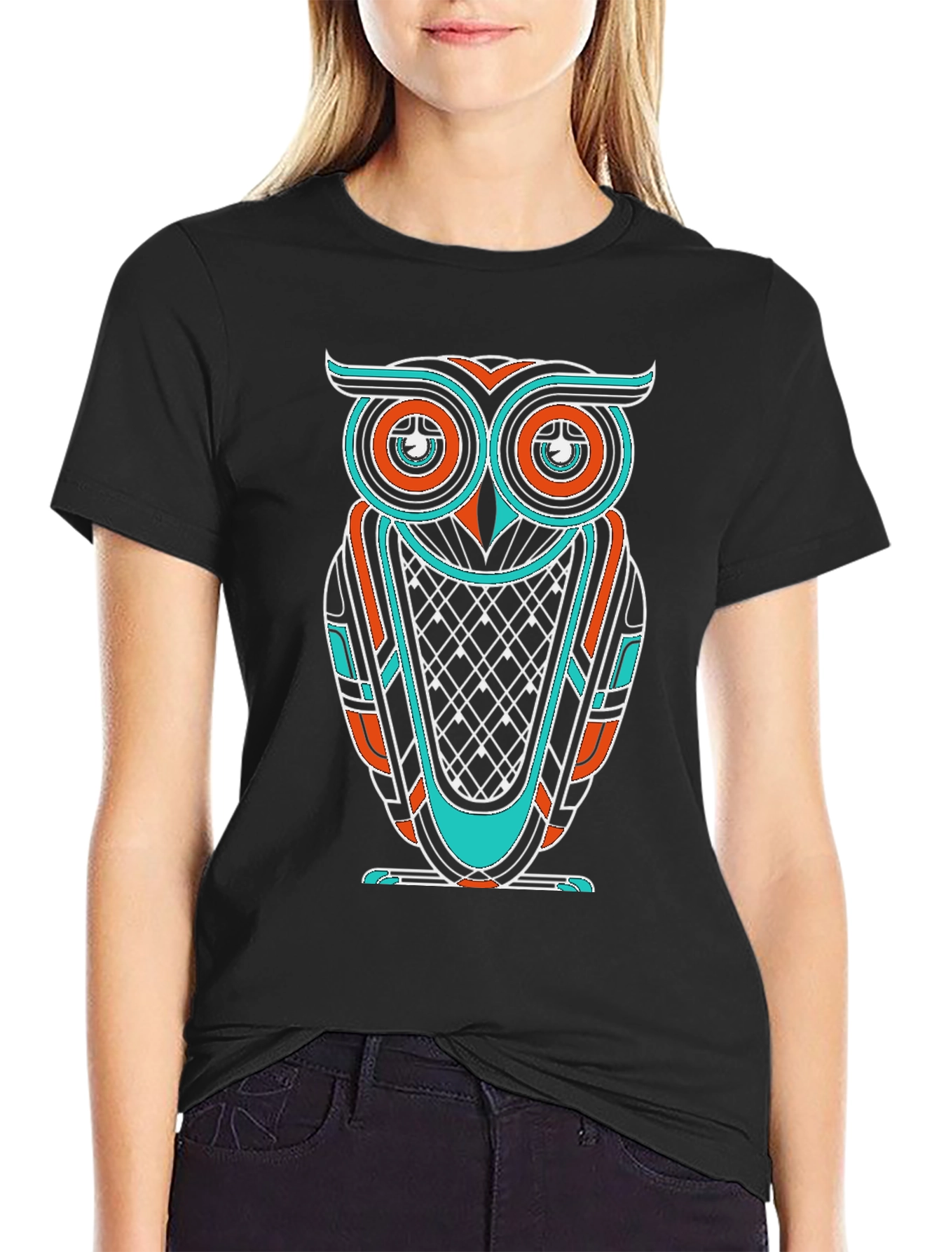 Geometric Owl Graphic Print Tee
