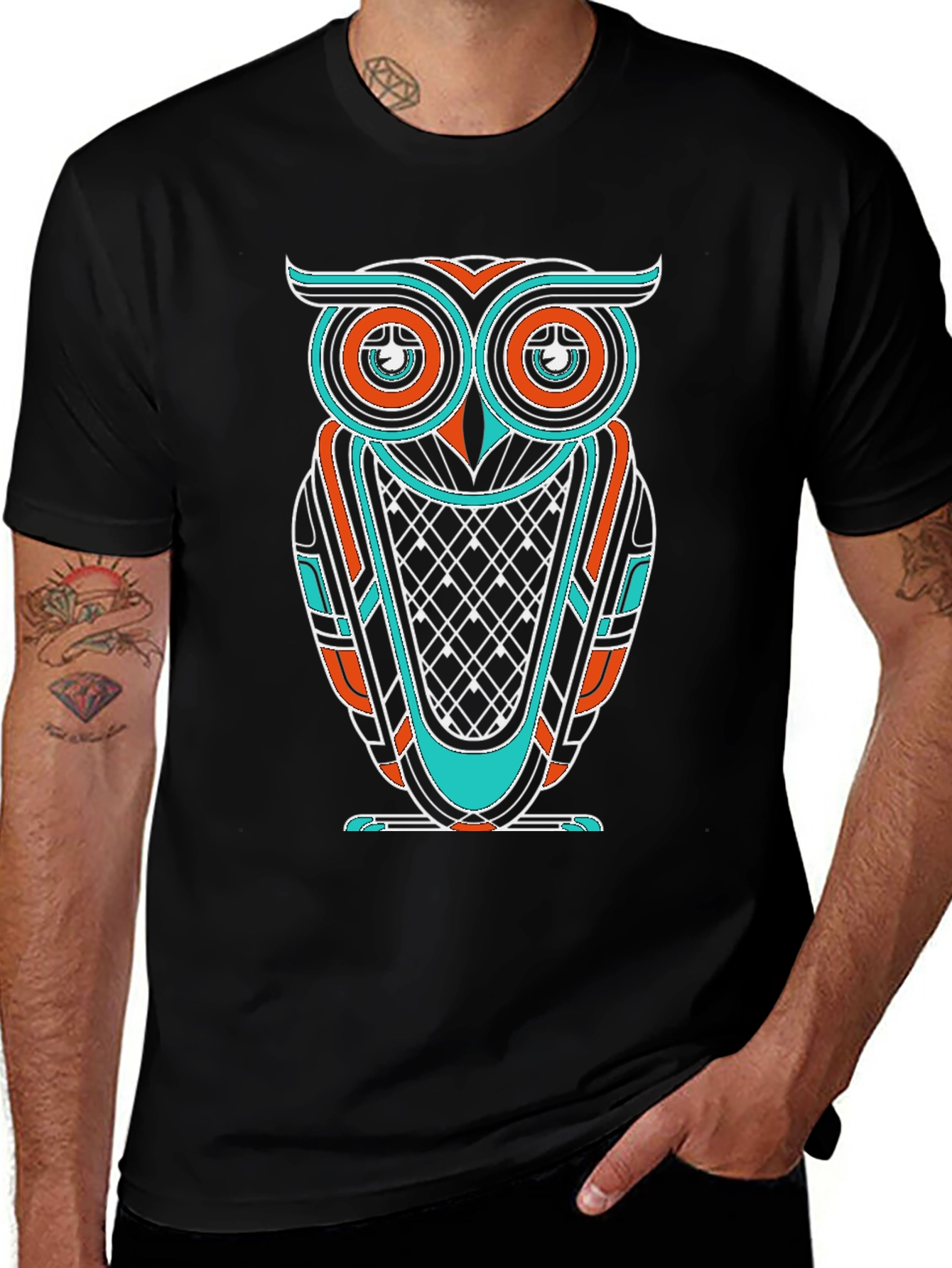 Geometric Owl Graphic Print Tee