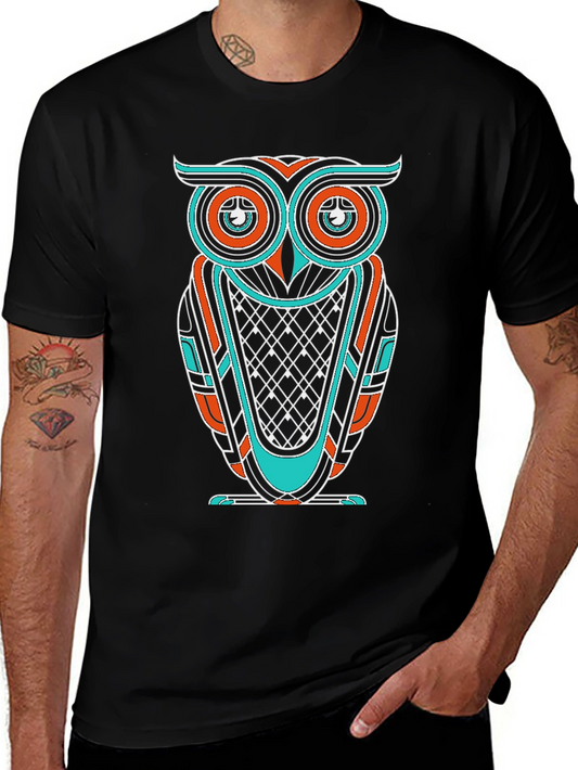 Geometric Owl Graphic Print Tee