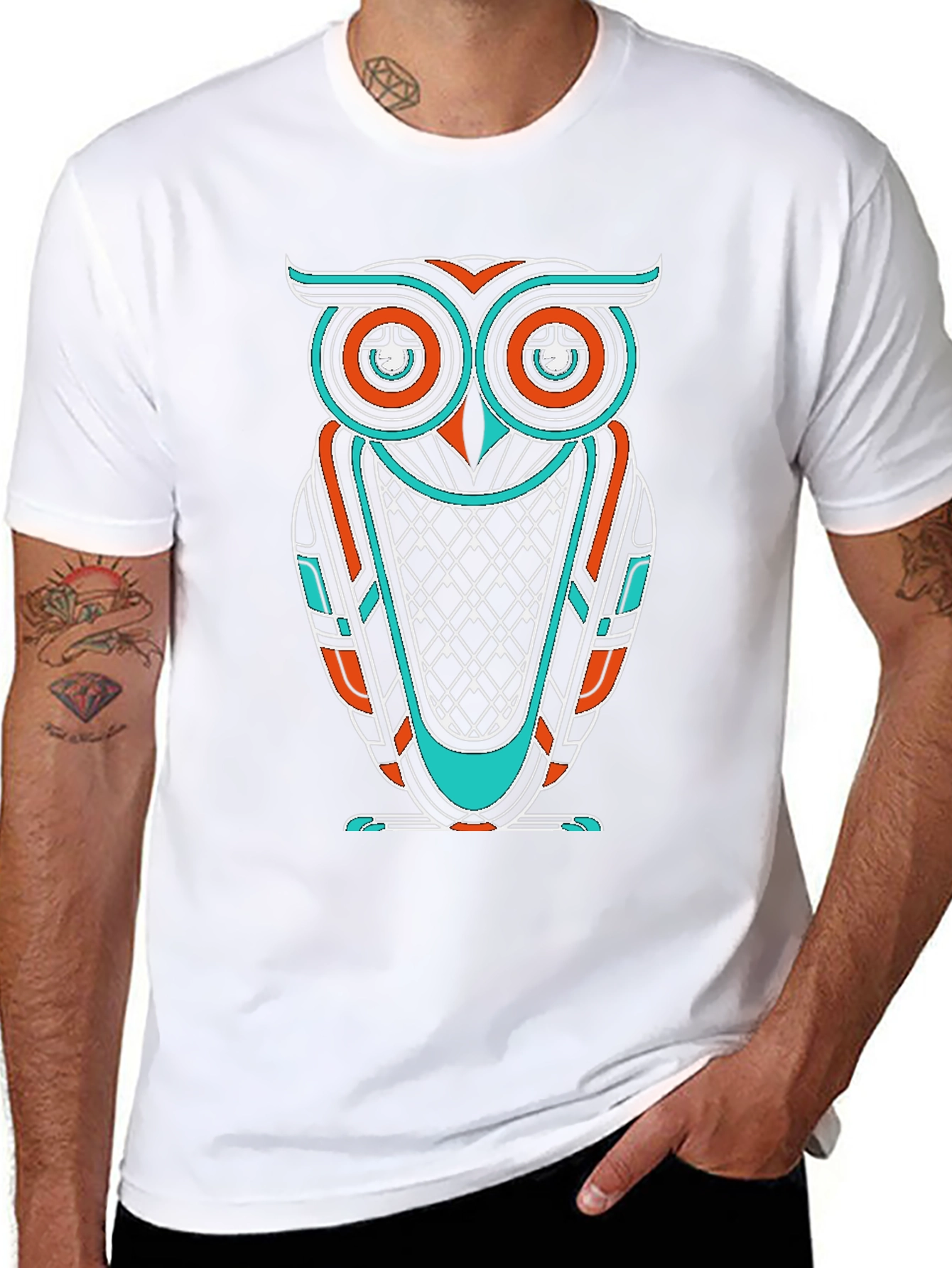 Geometric Owl Graphic Print Tee