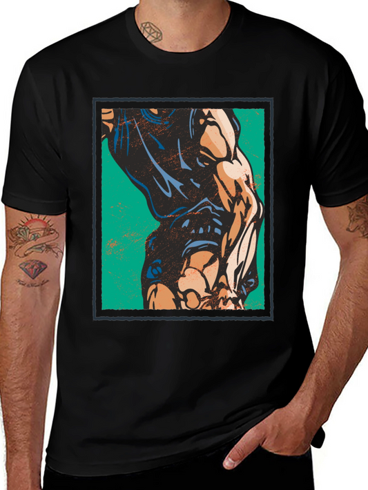 Graphic Muscle Print T-Shirt - Black