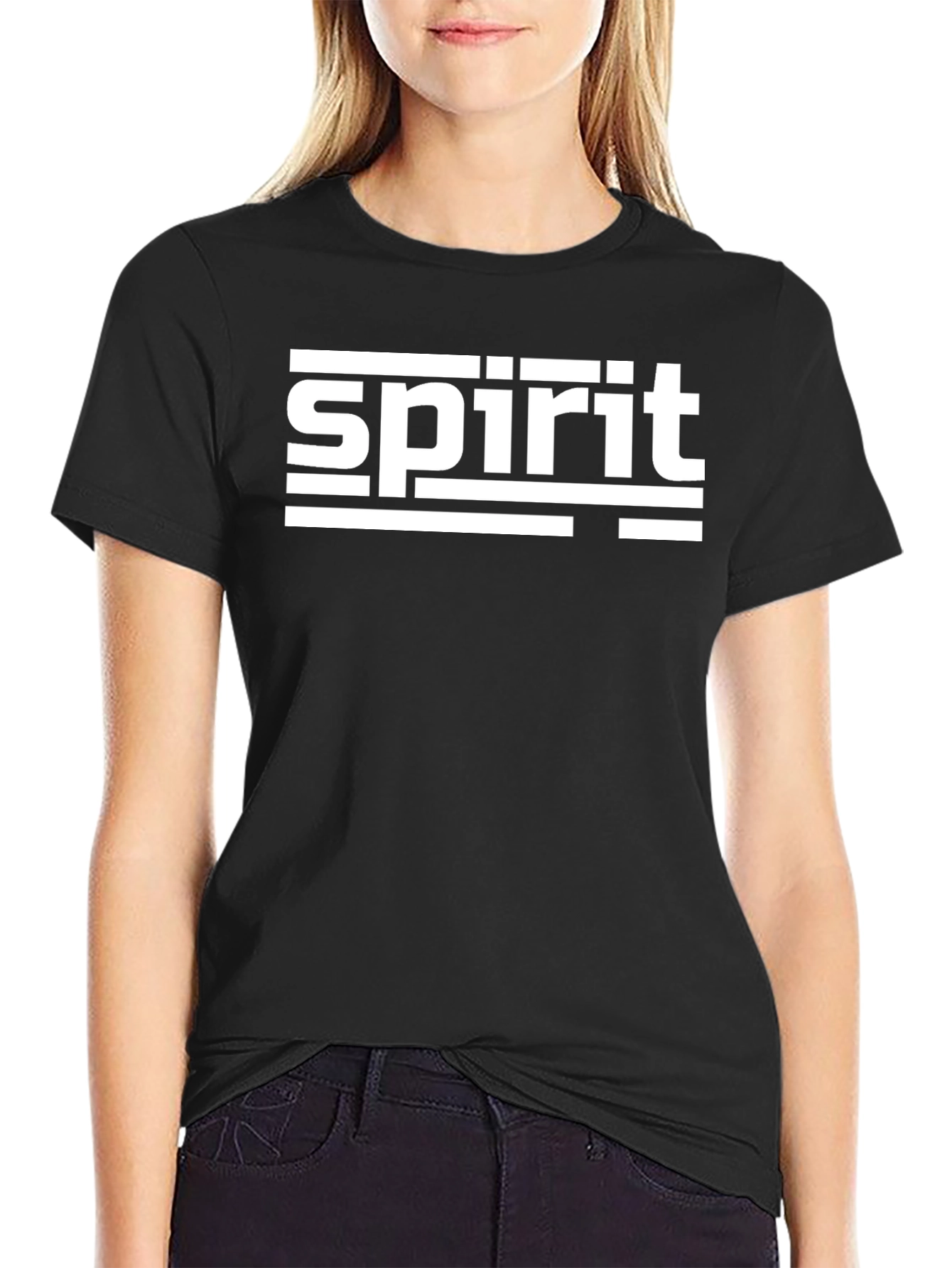 Spirit Graphic Tee - Black Crew Neck T-Shirt