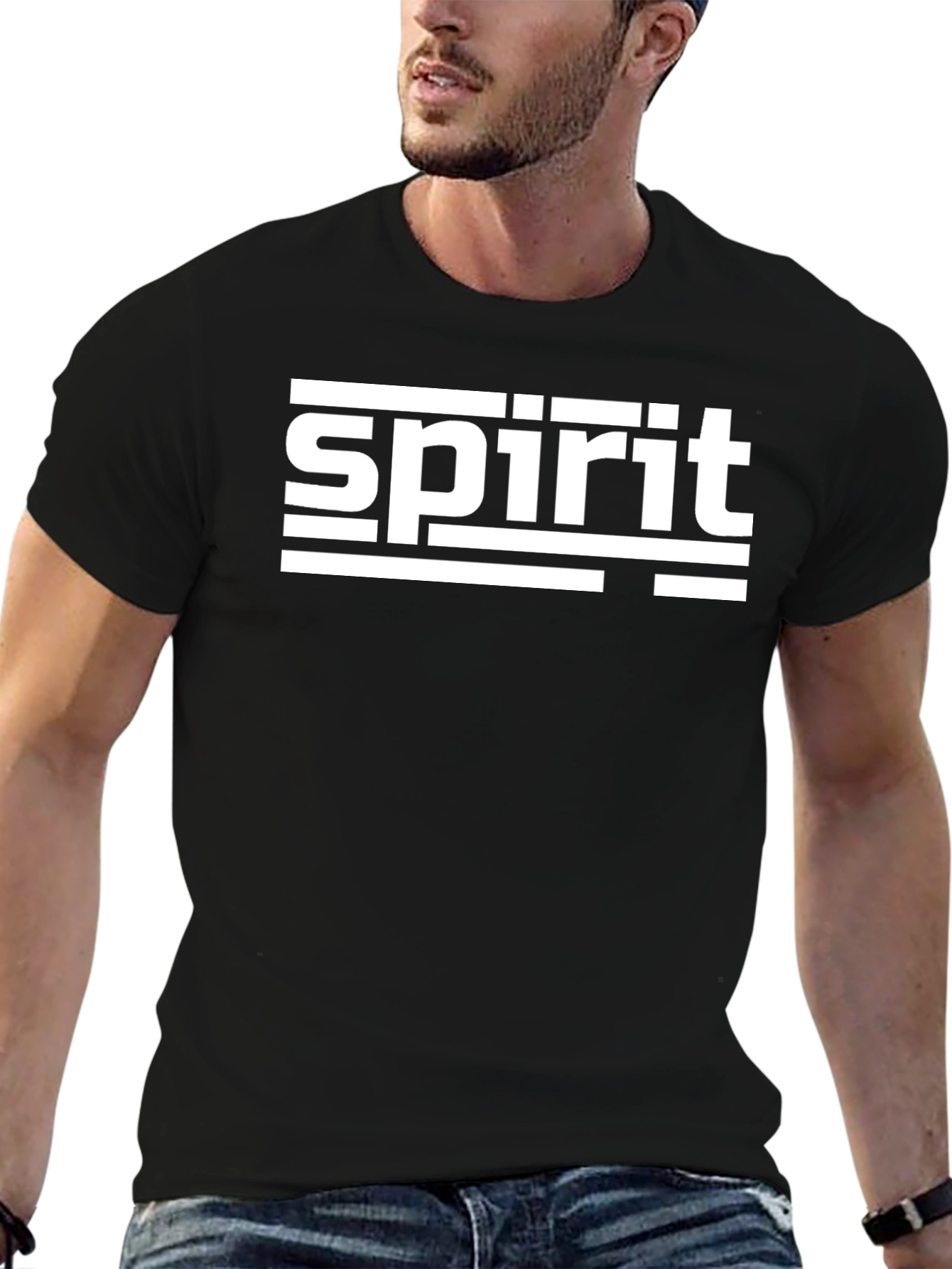 Spirit Graphic Tee - Black Crew Neck T-Shirt