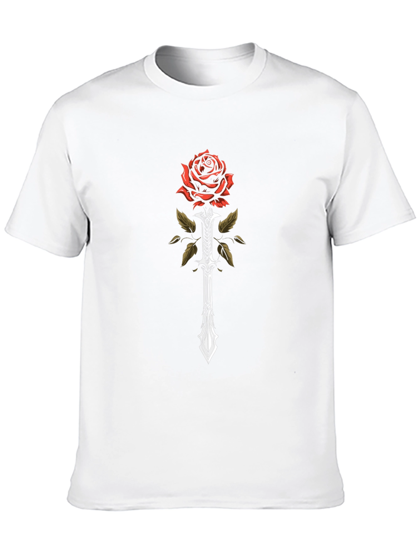 Rose and Sword Graphic Black T-Shirt