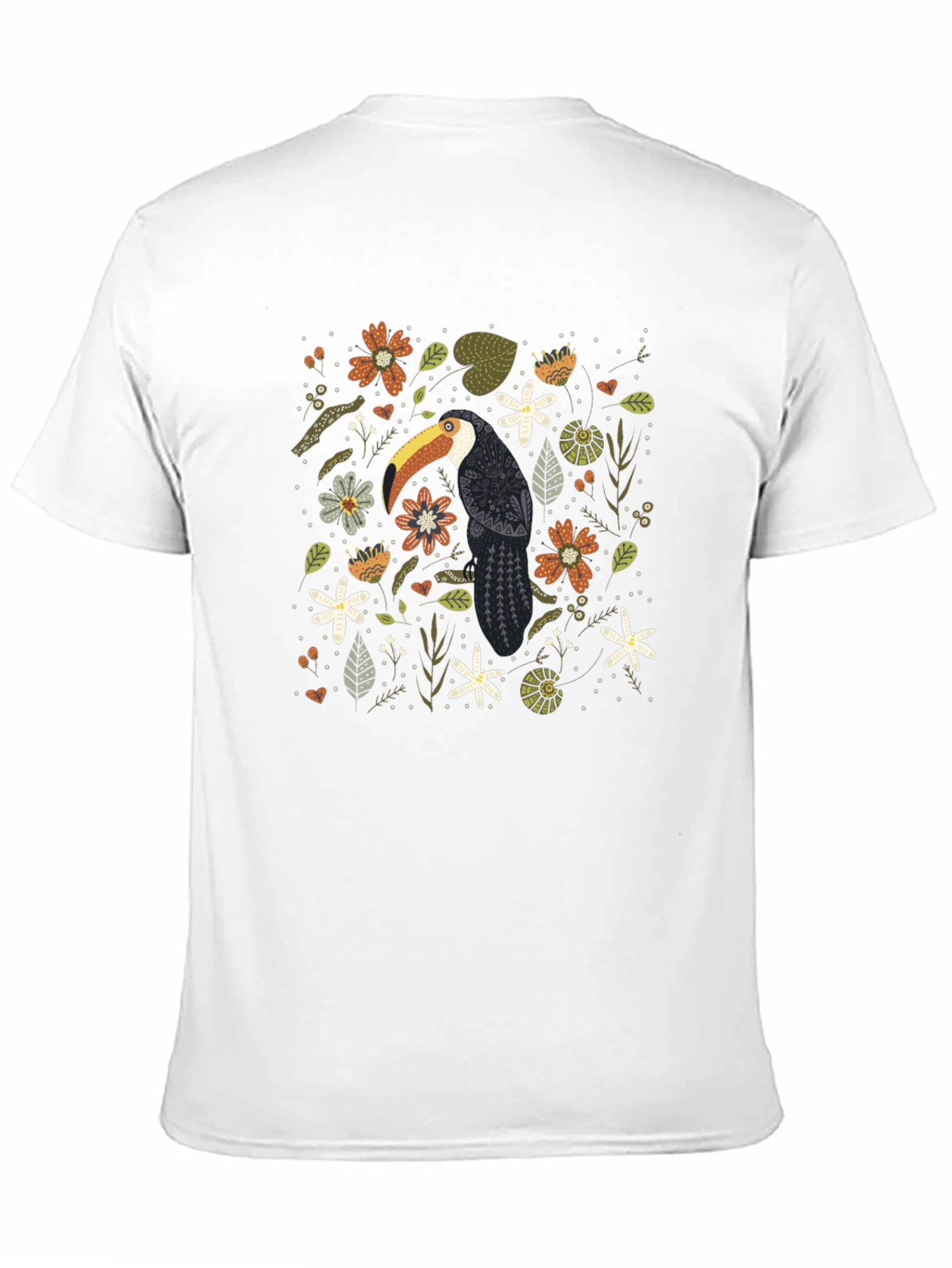 Toucan Floral Print Black T-Shirt