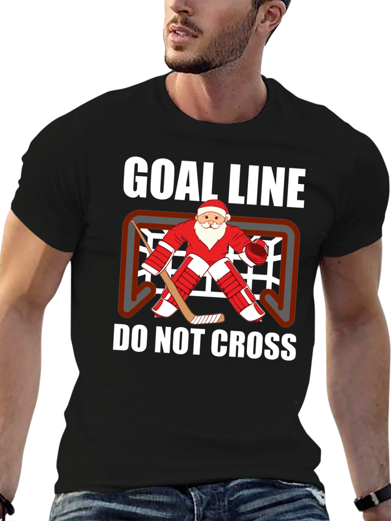Goal Line Santa Hockey T-Shirt