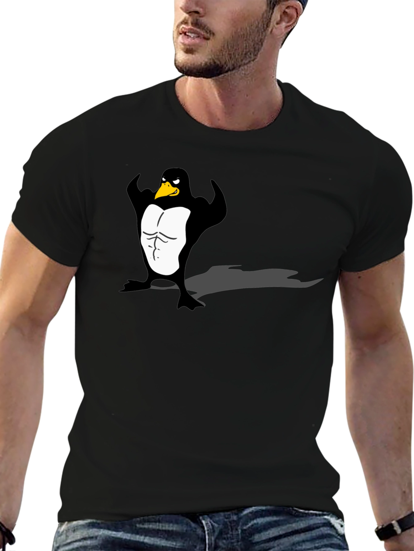 Mens Black Penguin Muscle Graphic Tee