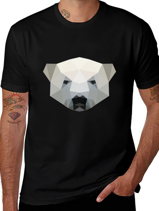 Geometric Polar Bear Graphic Tee - Modern Style