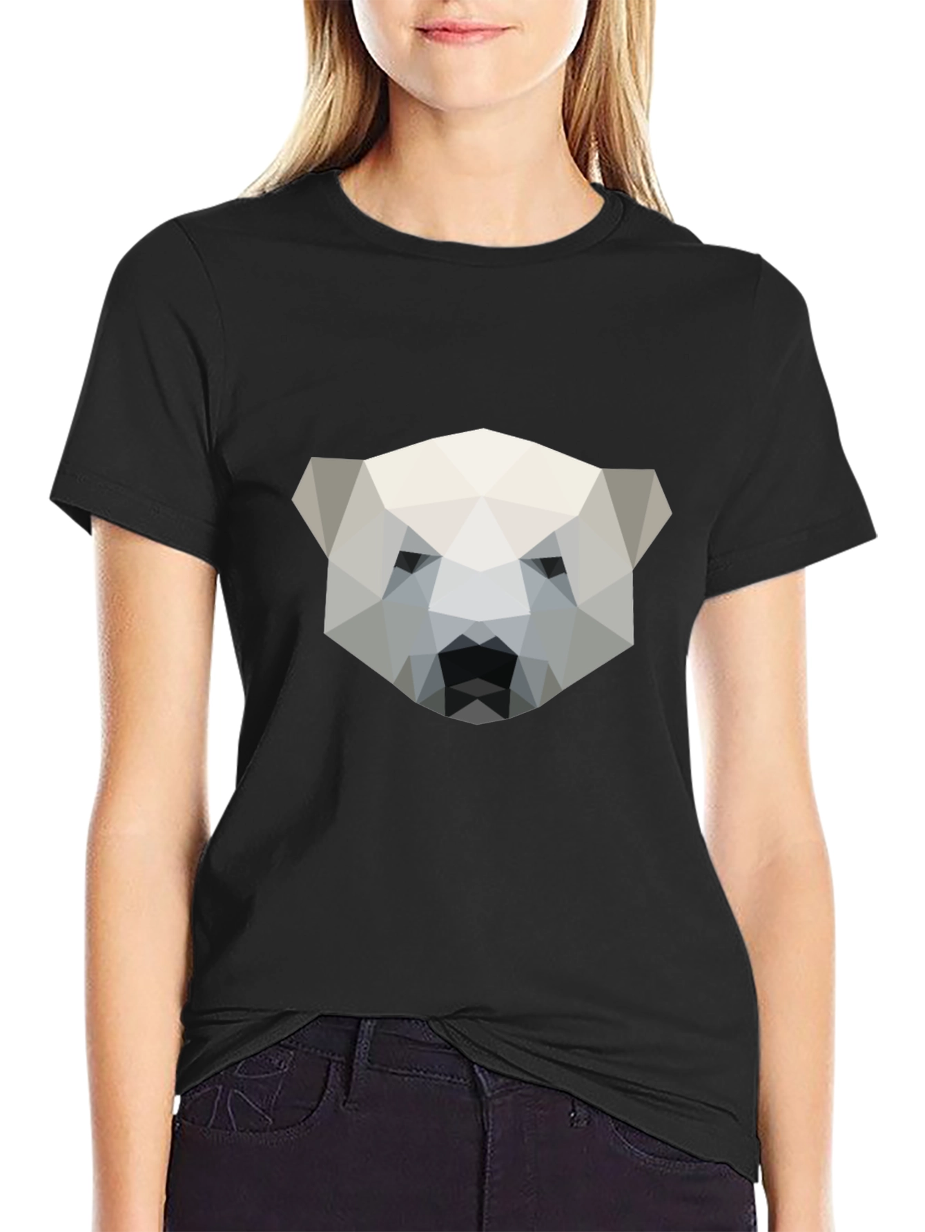 Geometric Polar Bear Graphic Tee - Modern Style