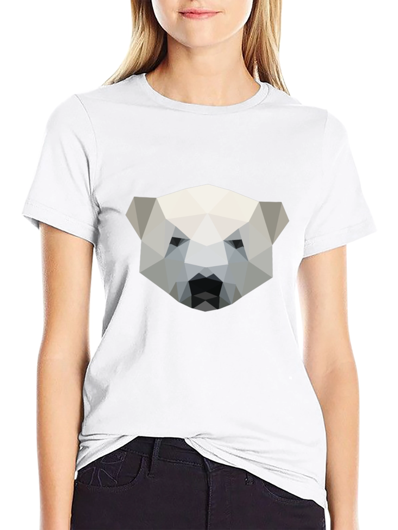 Geometric Polar Bear Graphic Tee - Modern Style