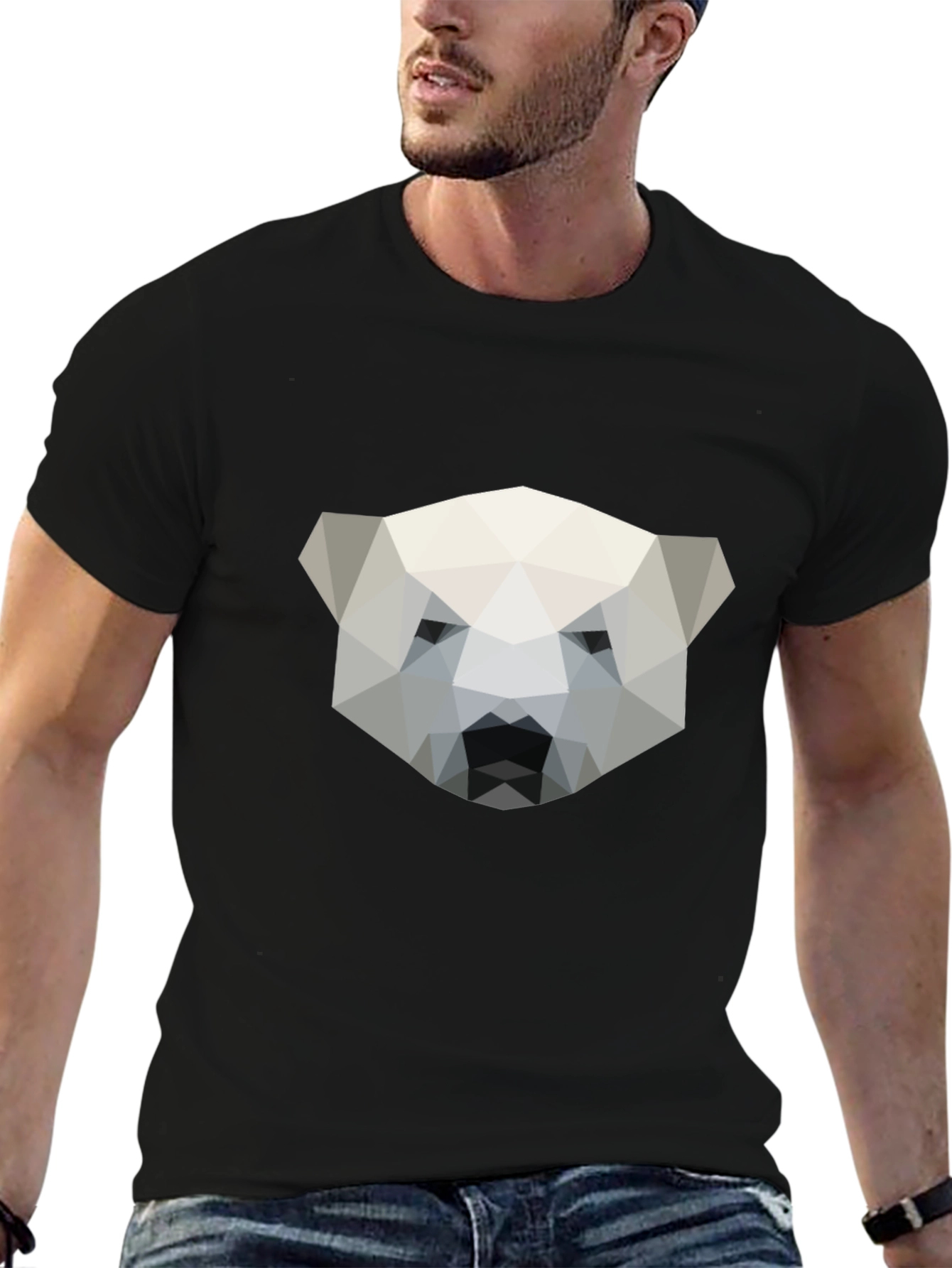 Geometric Polar Bear Graphic Tee - Modern Style
