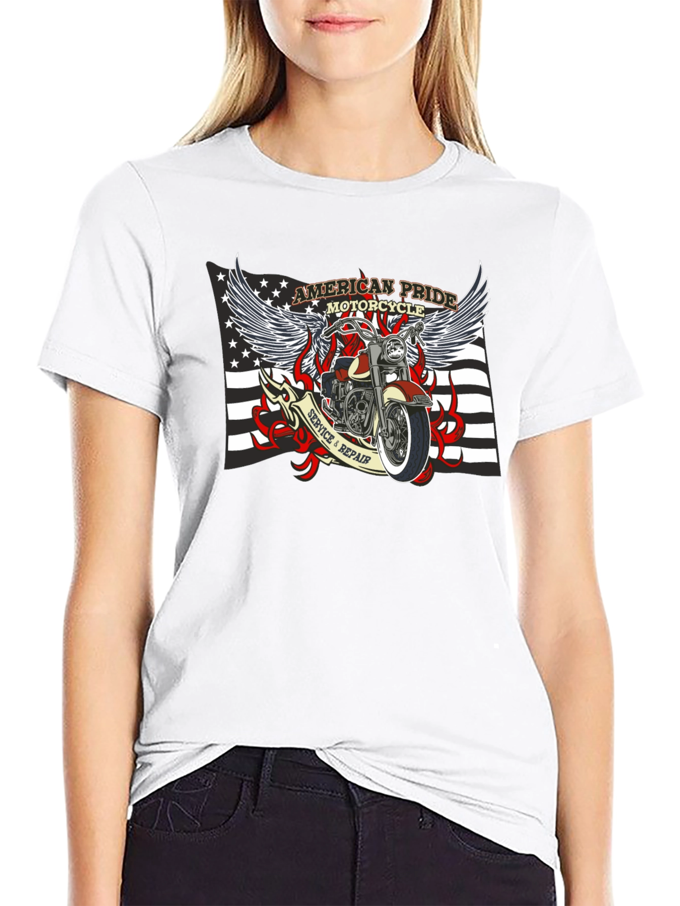 American Pride Motorcycle Graphic T-Shirt